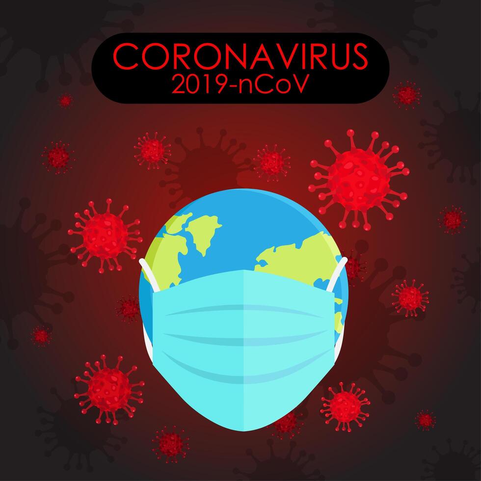 Covid 19 Poster with Earth in Protection Mask vector