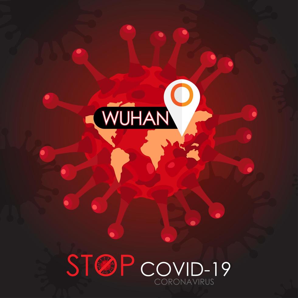 Stop Covid-19 Poster with Virus Cell  vector