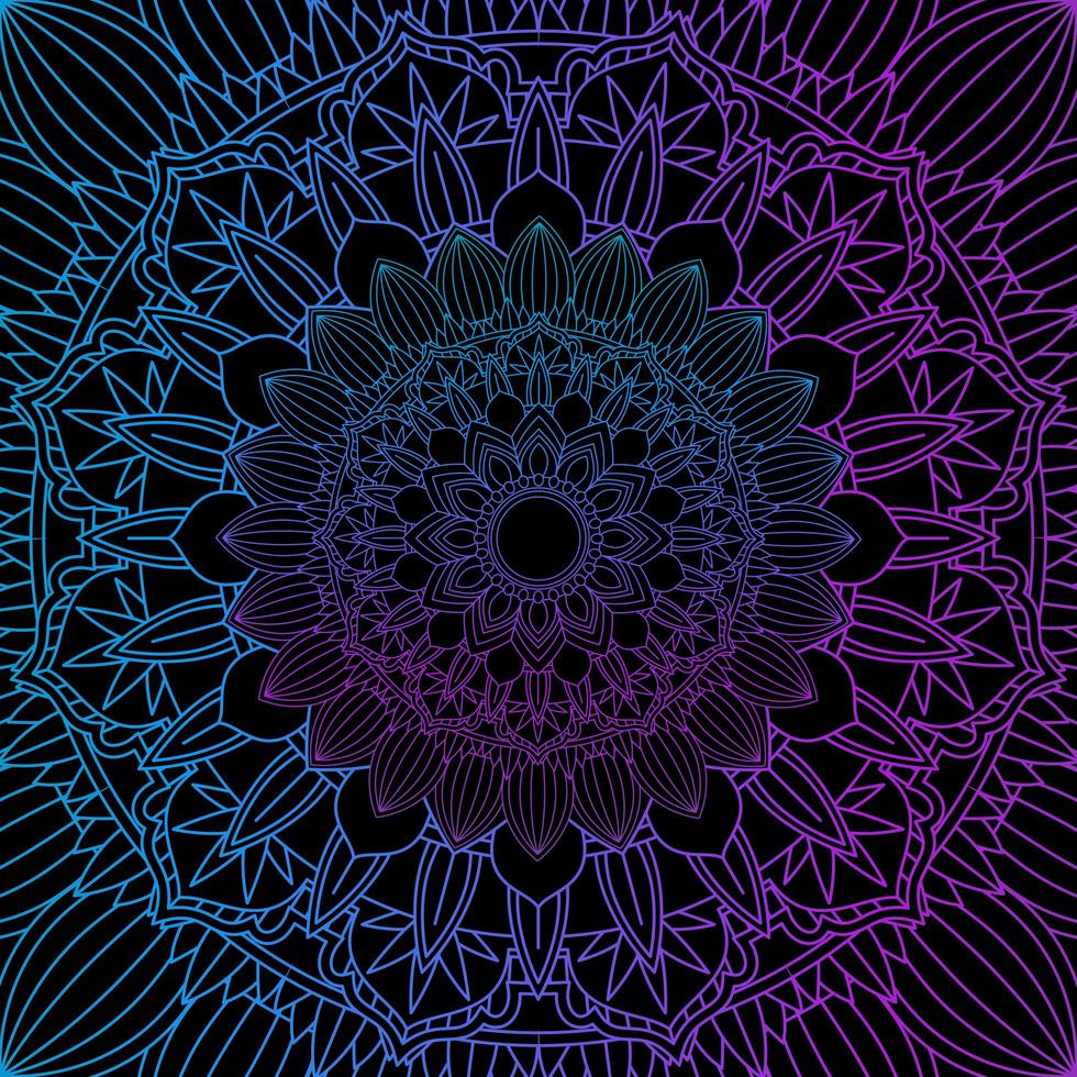 diseño de línea mandala morado y azul vector