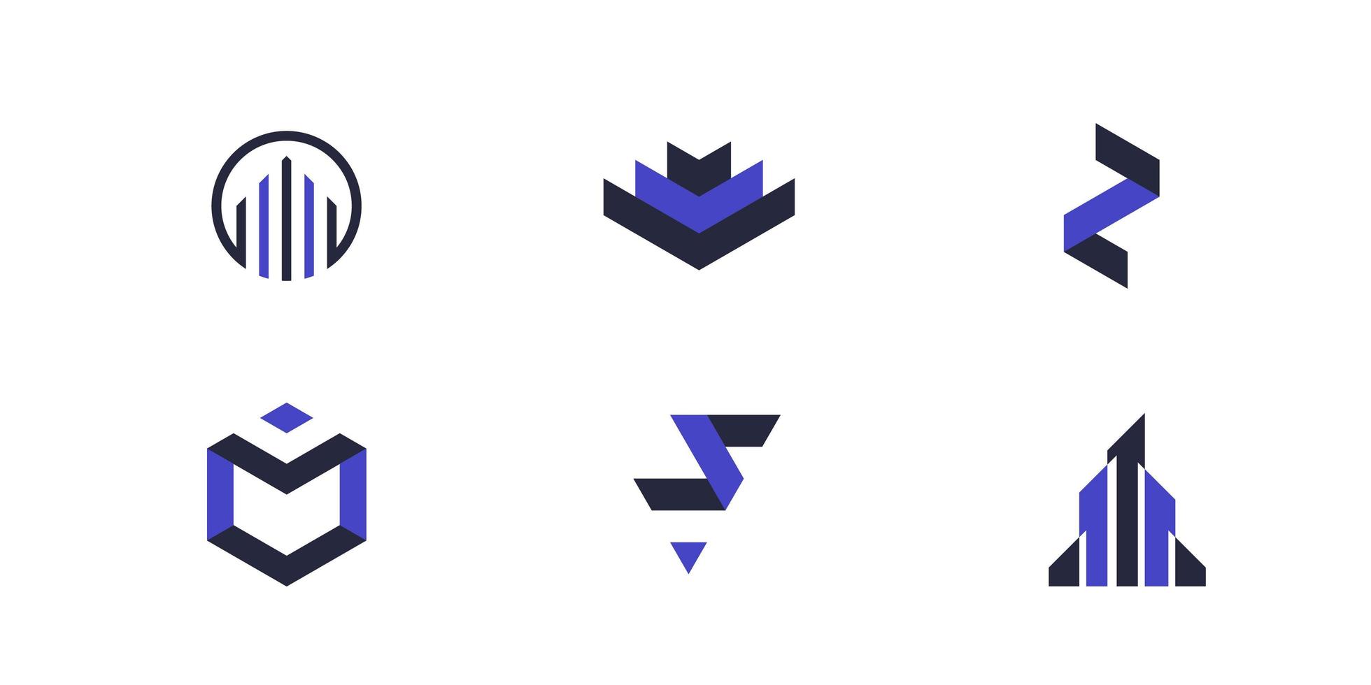 Set of Blue and Black Logo Set  vector