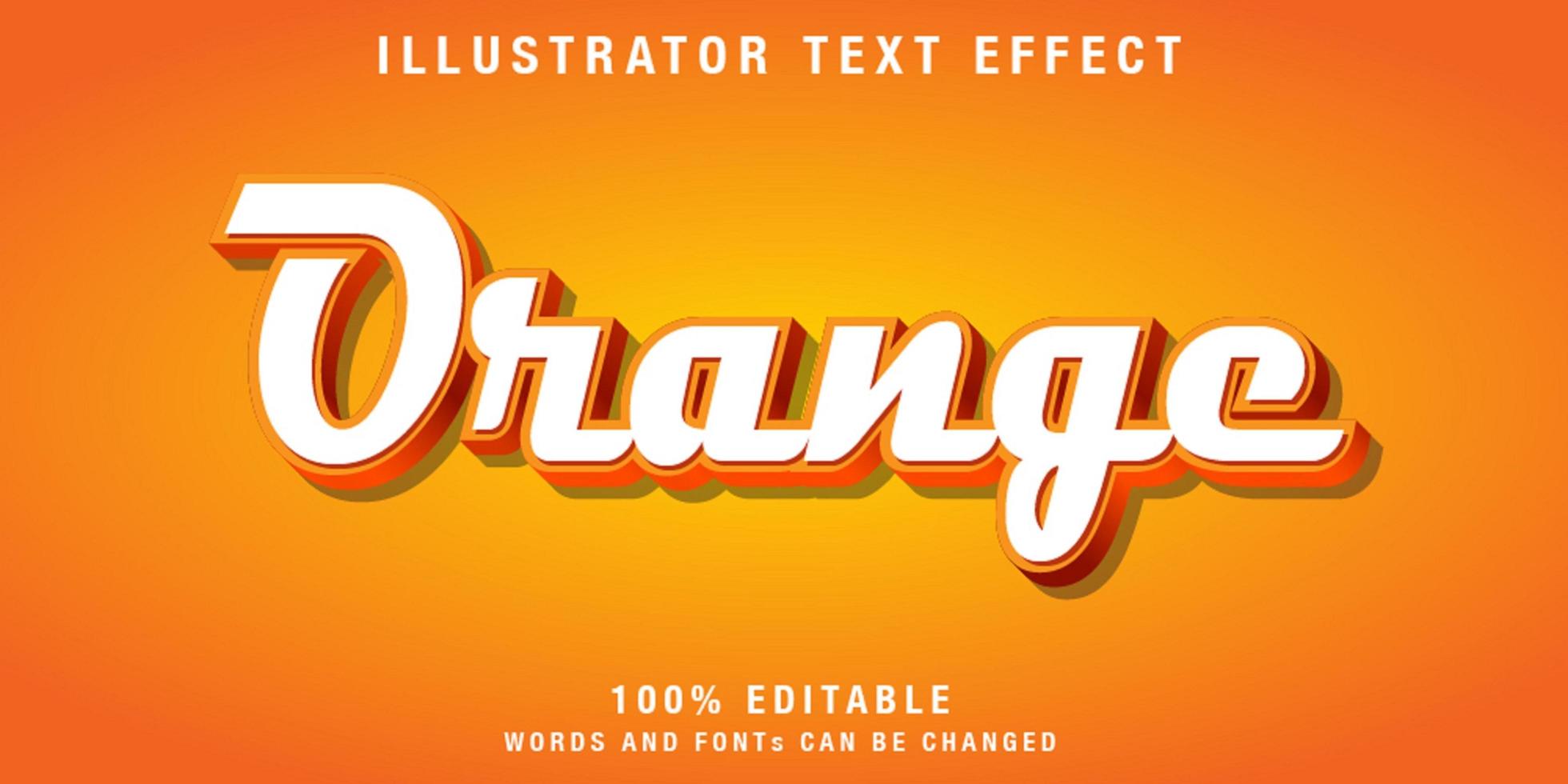 Editable cursive text effect in white and orange vector