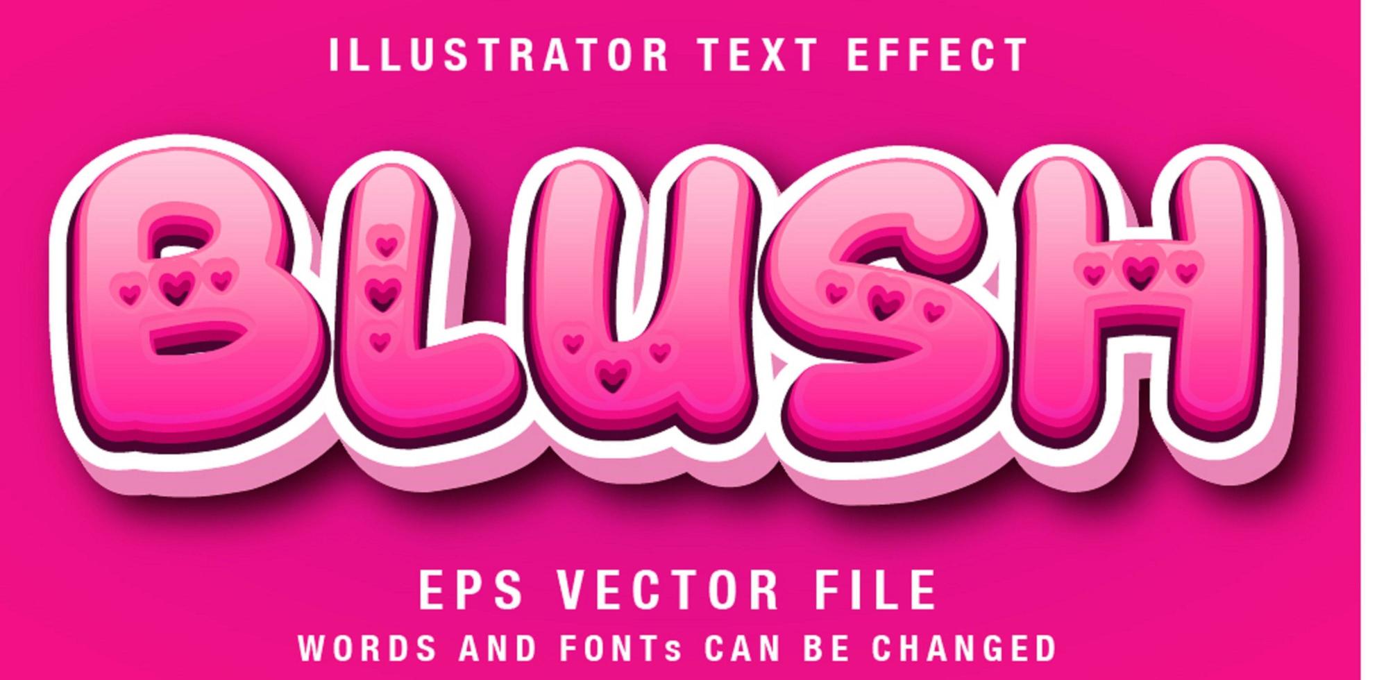 Pink editable text effect with heart cutouts vector