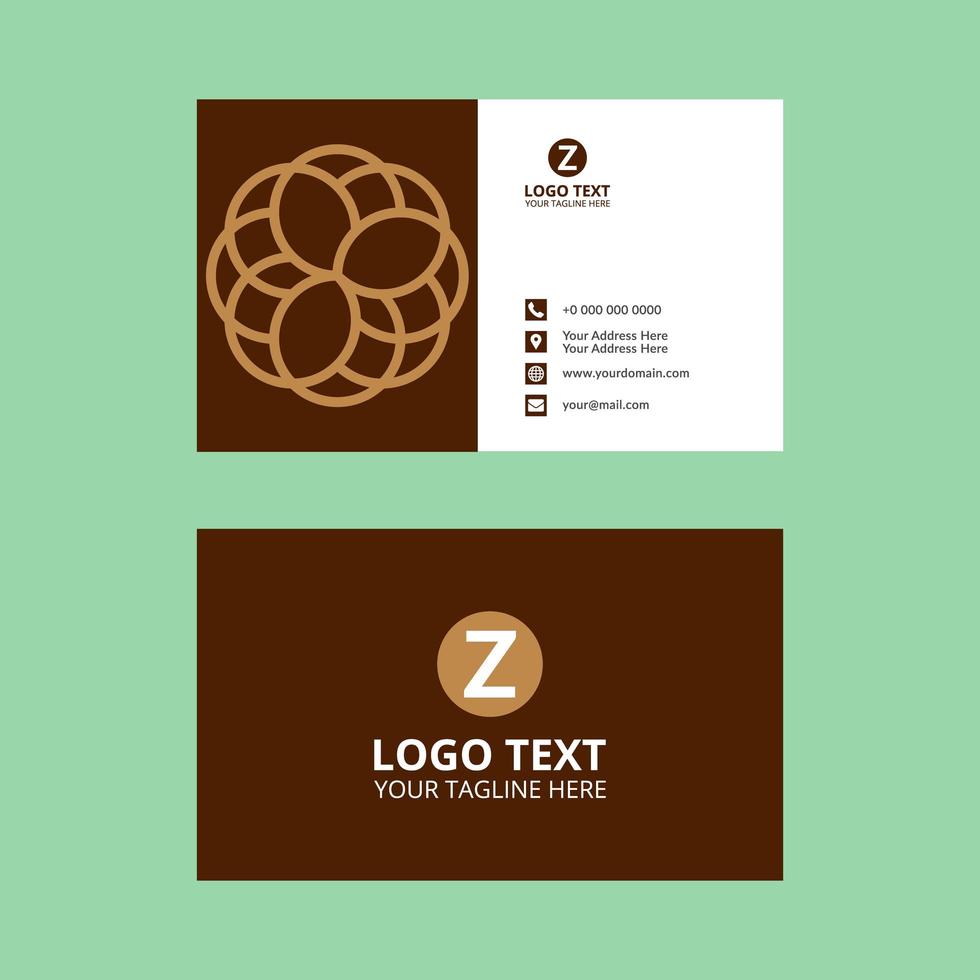 Simple Brown Geometric  Business Card Template vector