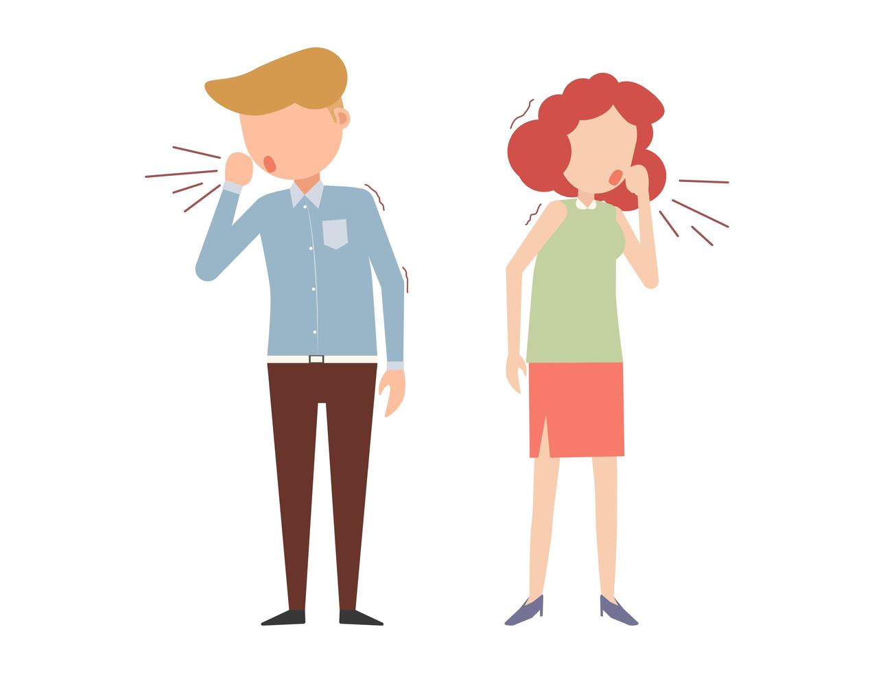 Man and woman coughing vector
