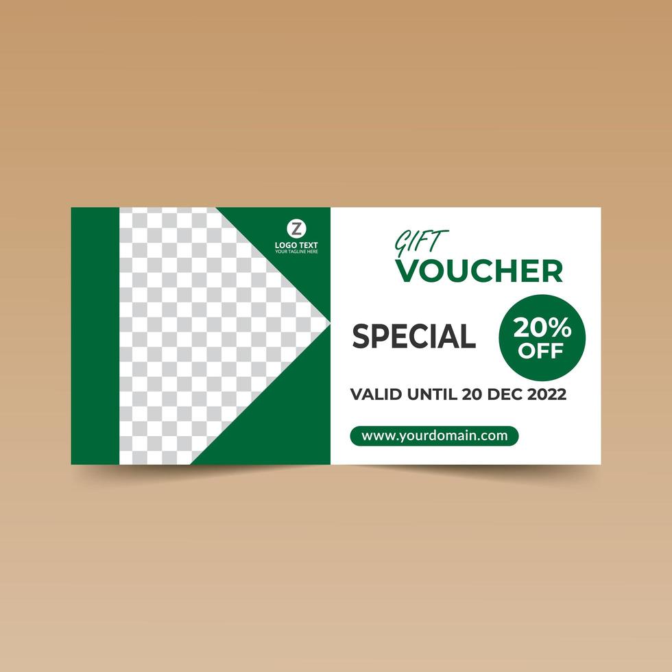 Green Gift Voucher Design Template vector
