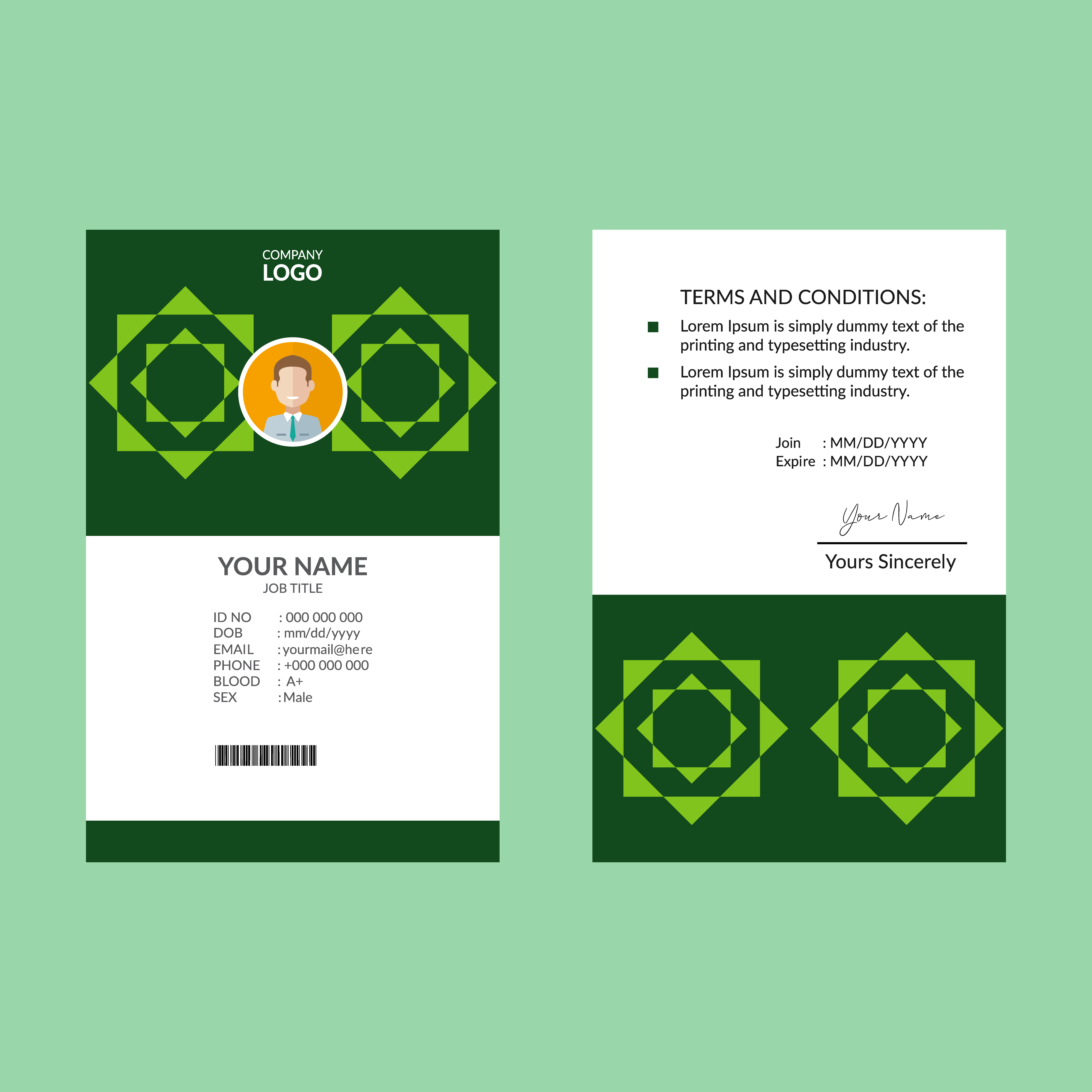 Green Geometric Star ID Card Design Template 834754 Vector Art at Vecteezy