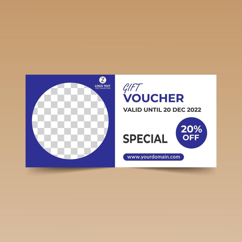 Blue and White Gift Voucher Design Template vector