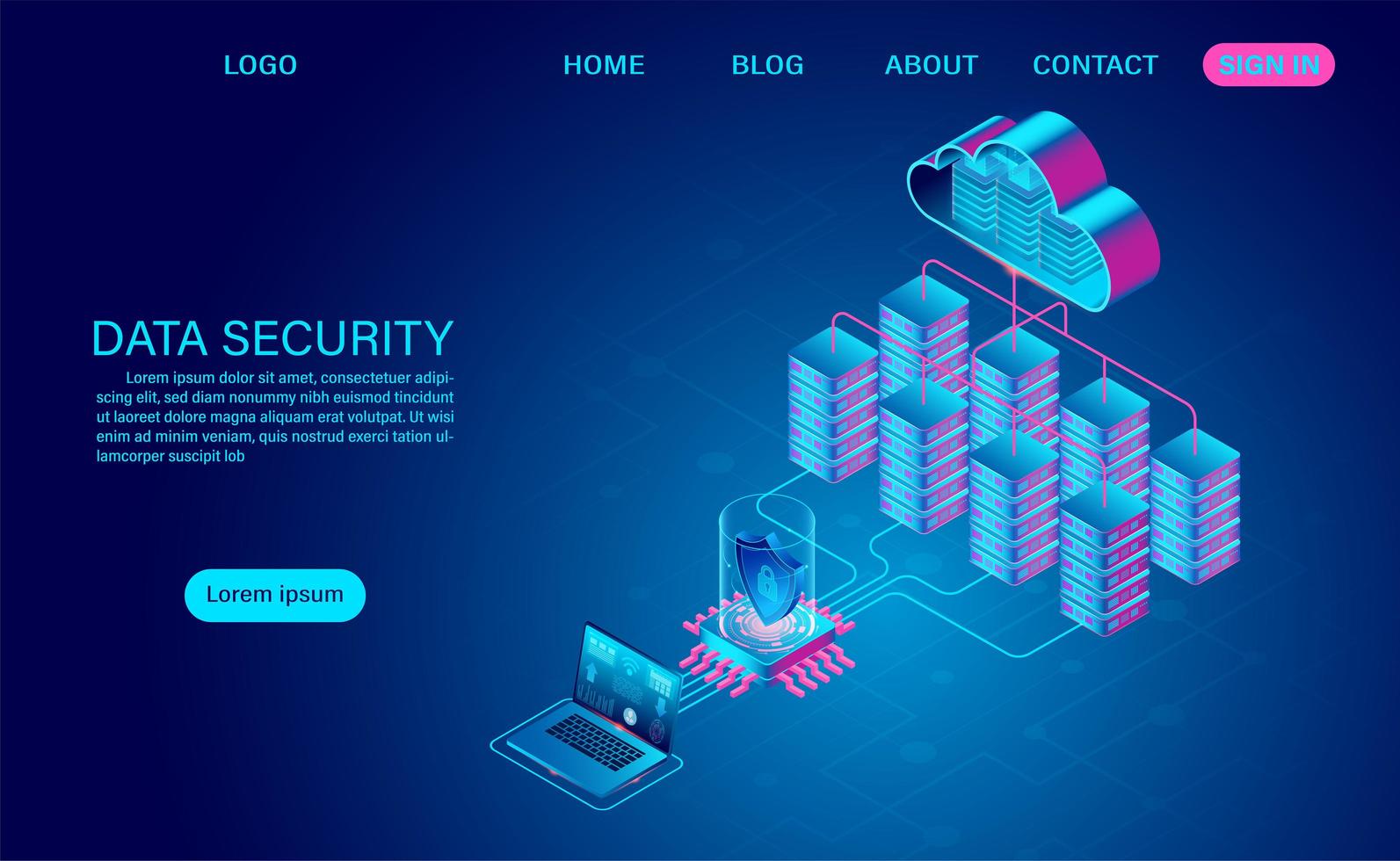 Data security in the cloud concept vector