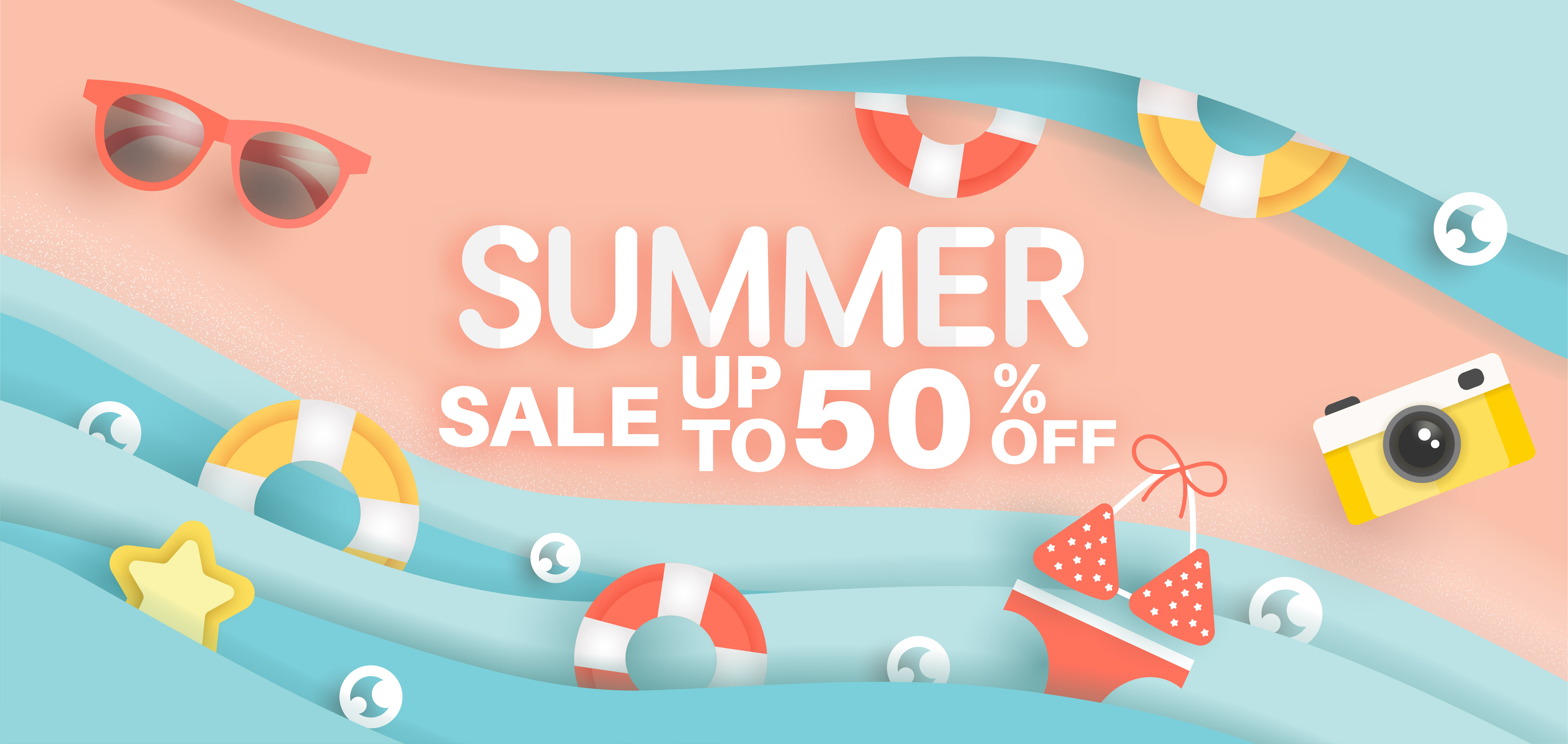 Beach Scene Summer Sale Banner 834768 Vector Art at Vecteezy