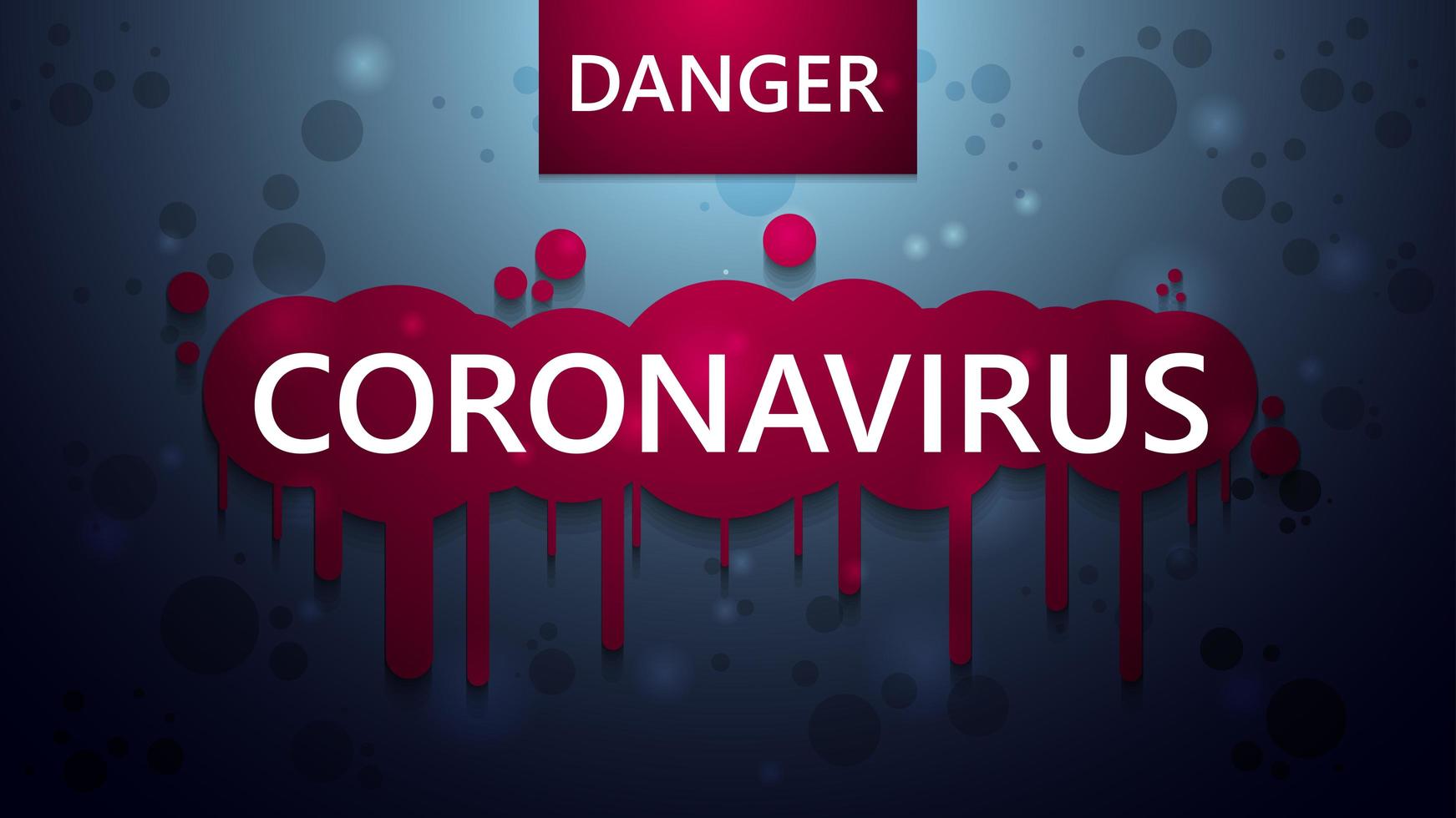 Blue Coronavirus Warning Poster with Dripping Effect vector