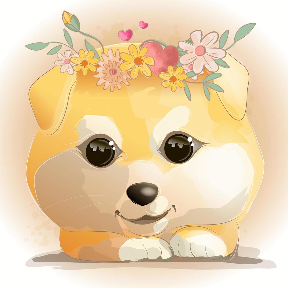 Cute little puppy hand drawn vector