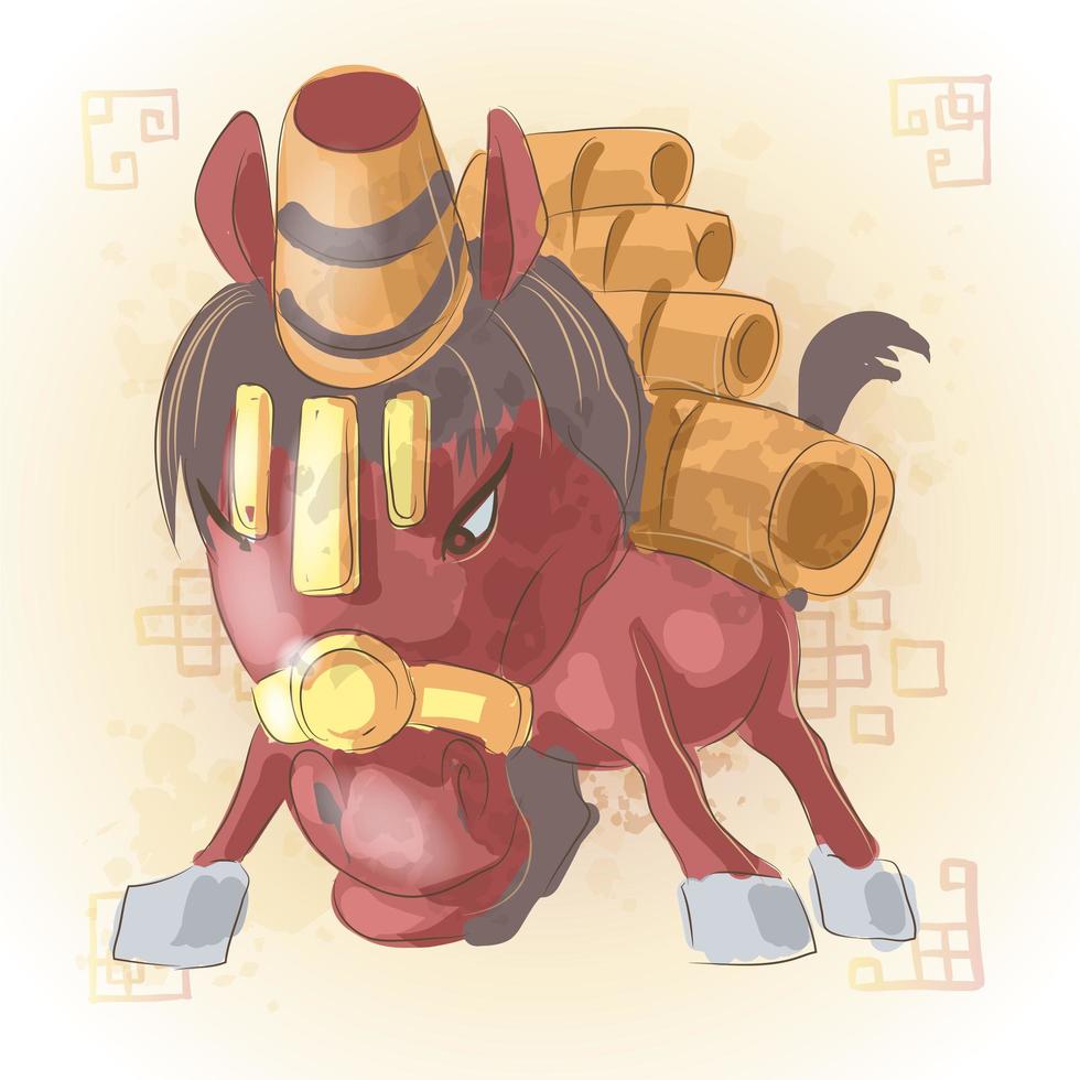 Caballo zodiaco chino animal cartoon vector