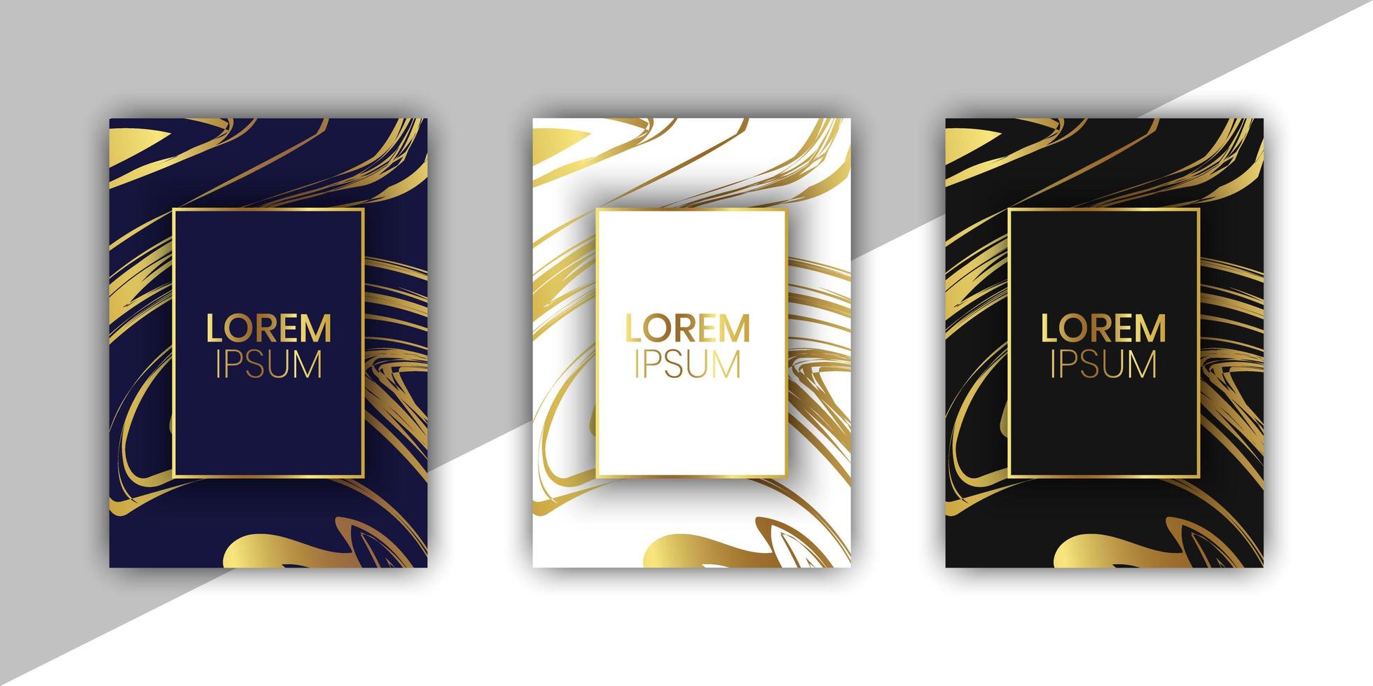 colección de tarjetas de lujo con diseño de mármol vector