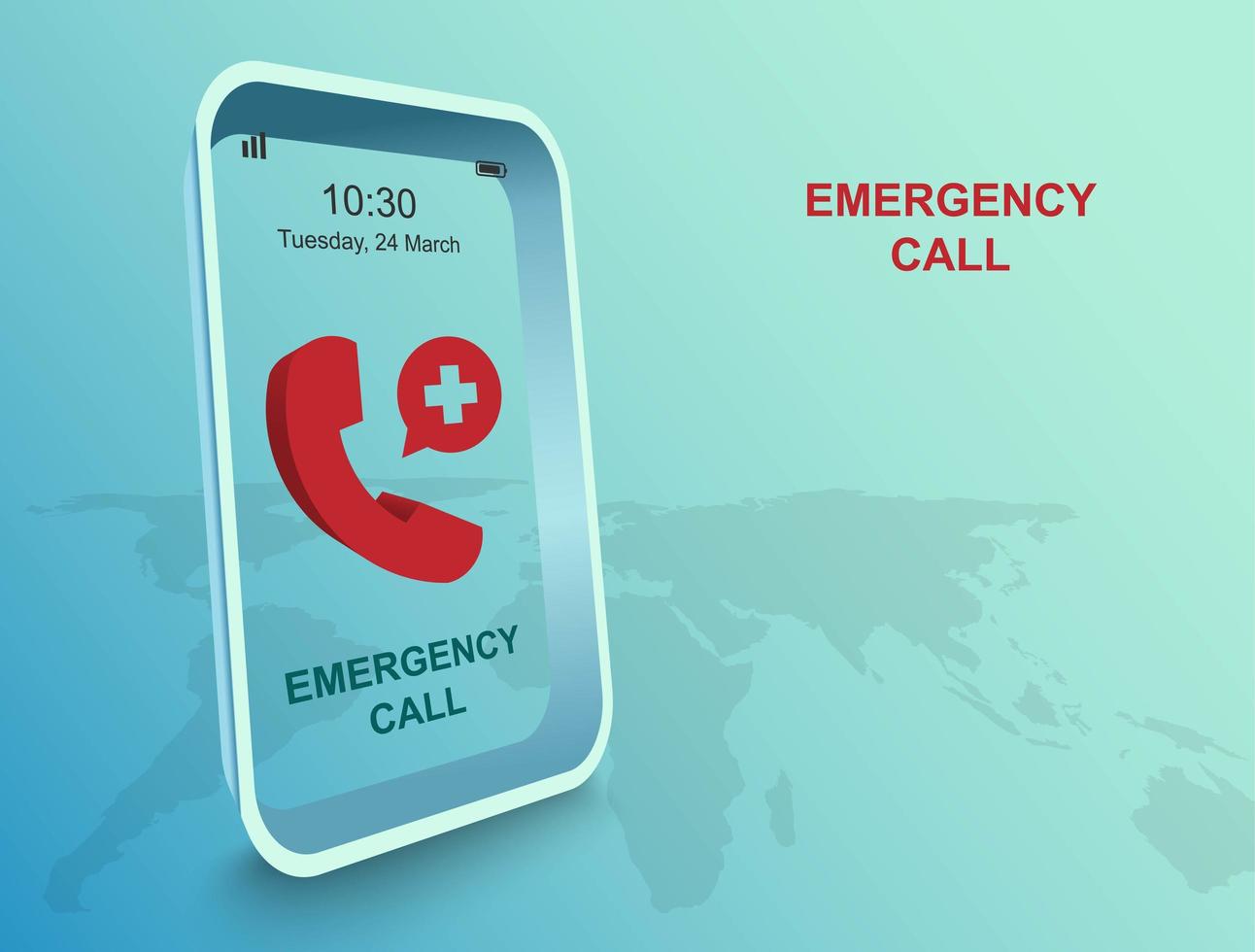 Emergency call by application on smart phone vector