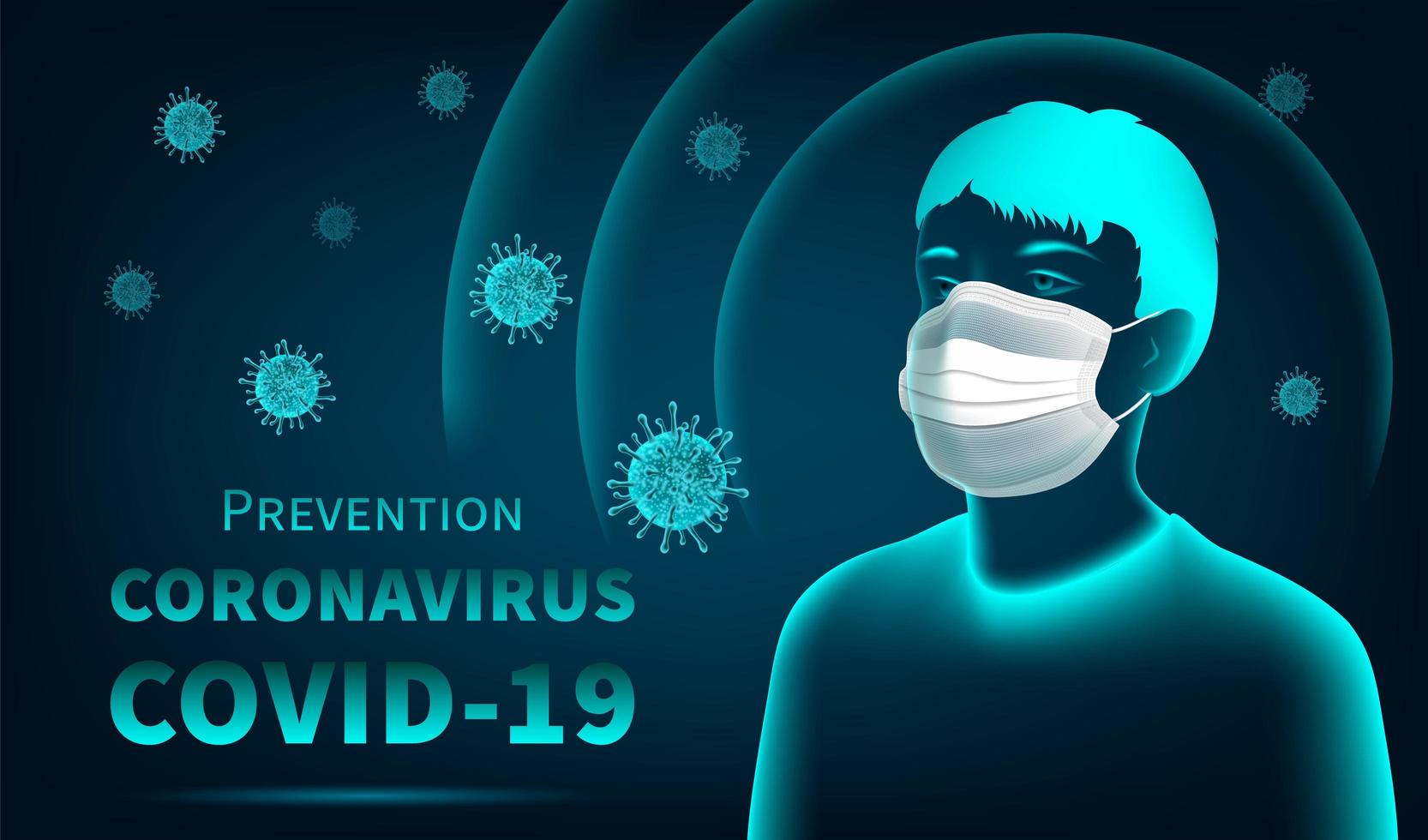 Coronavirus protection concept with man wearing mask vector