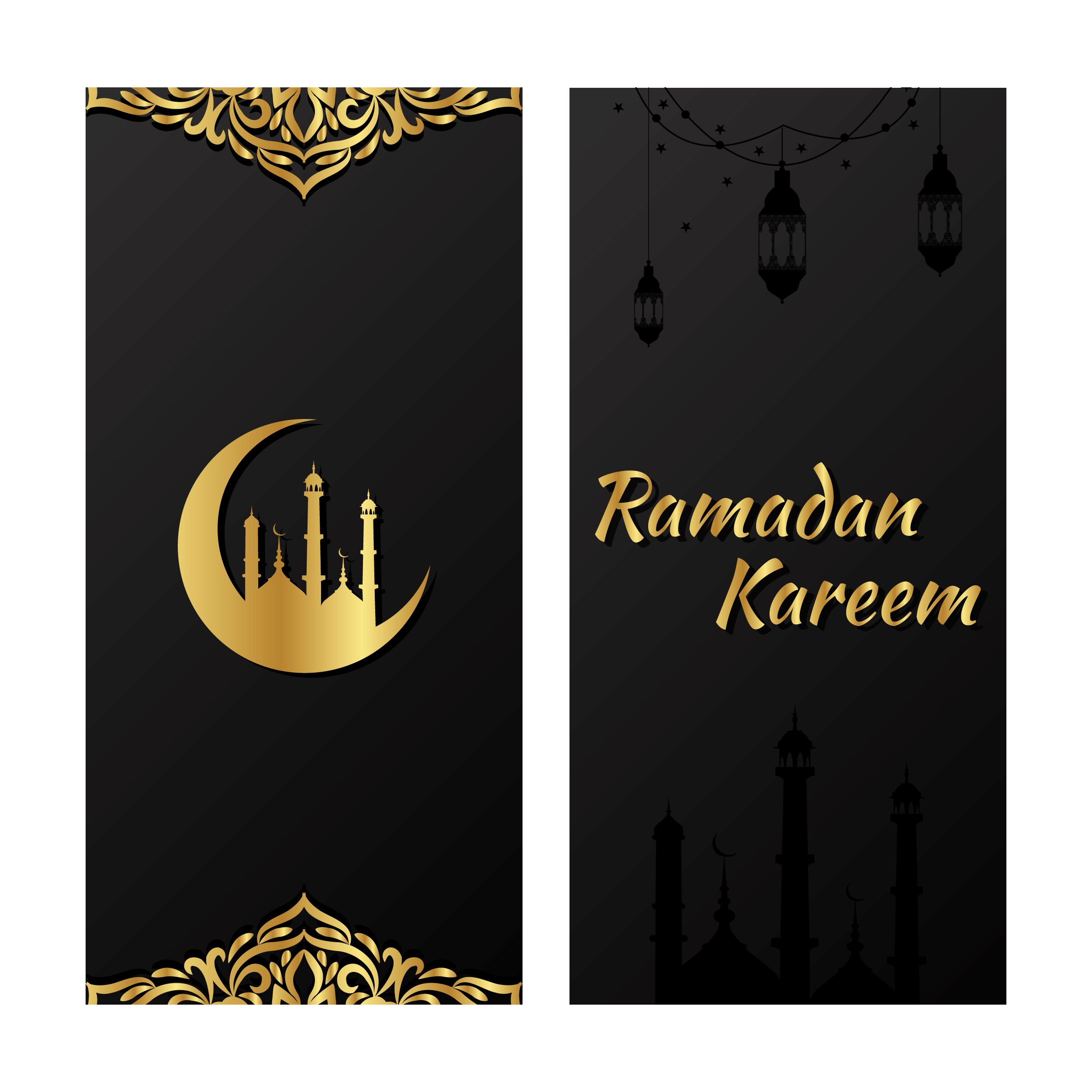 Ramadan Kareem Gold And Black Banner Set Download Free Vectors Clipart Graphics Vector Art