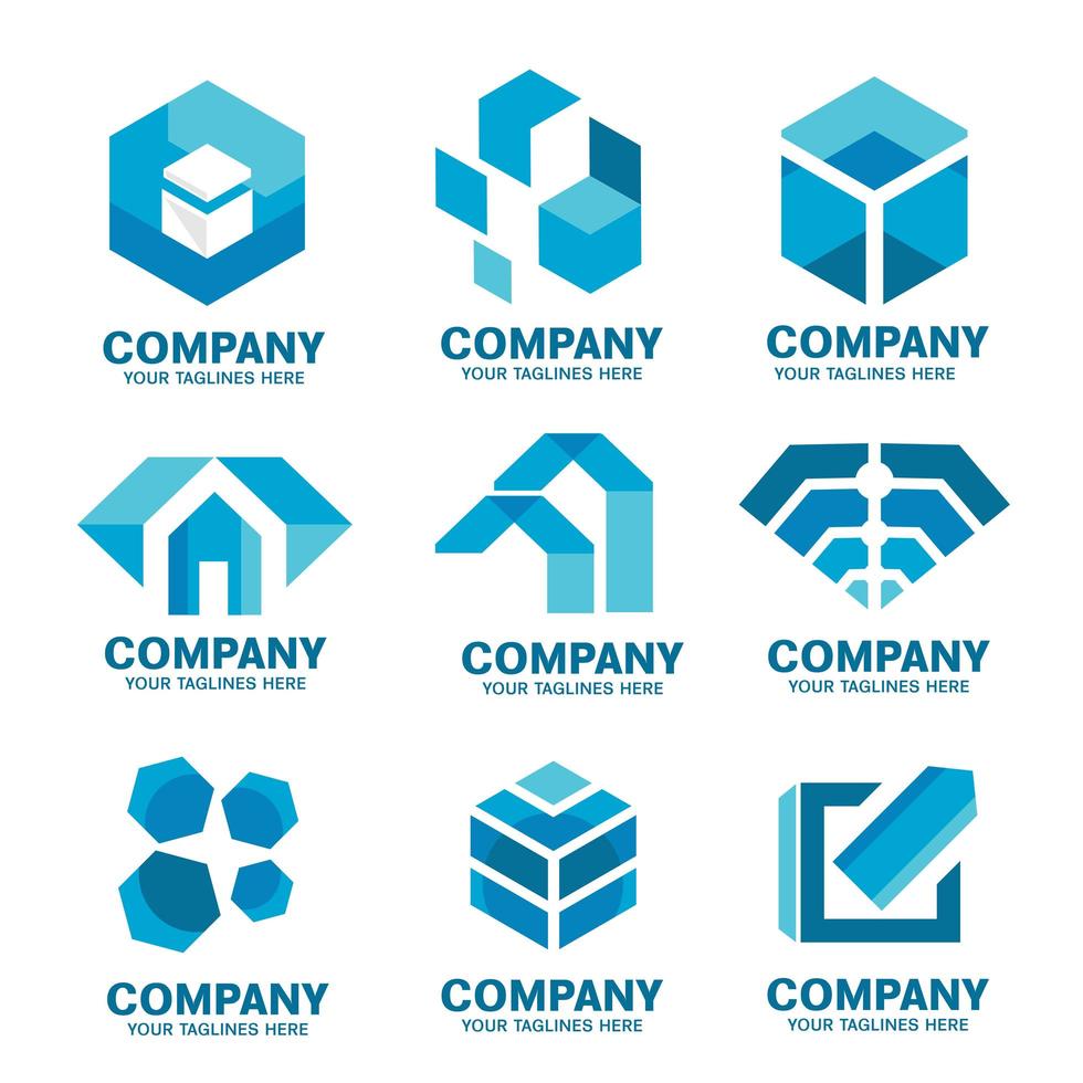 Modern business logo icons collection vector