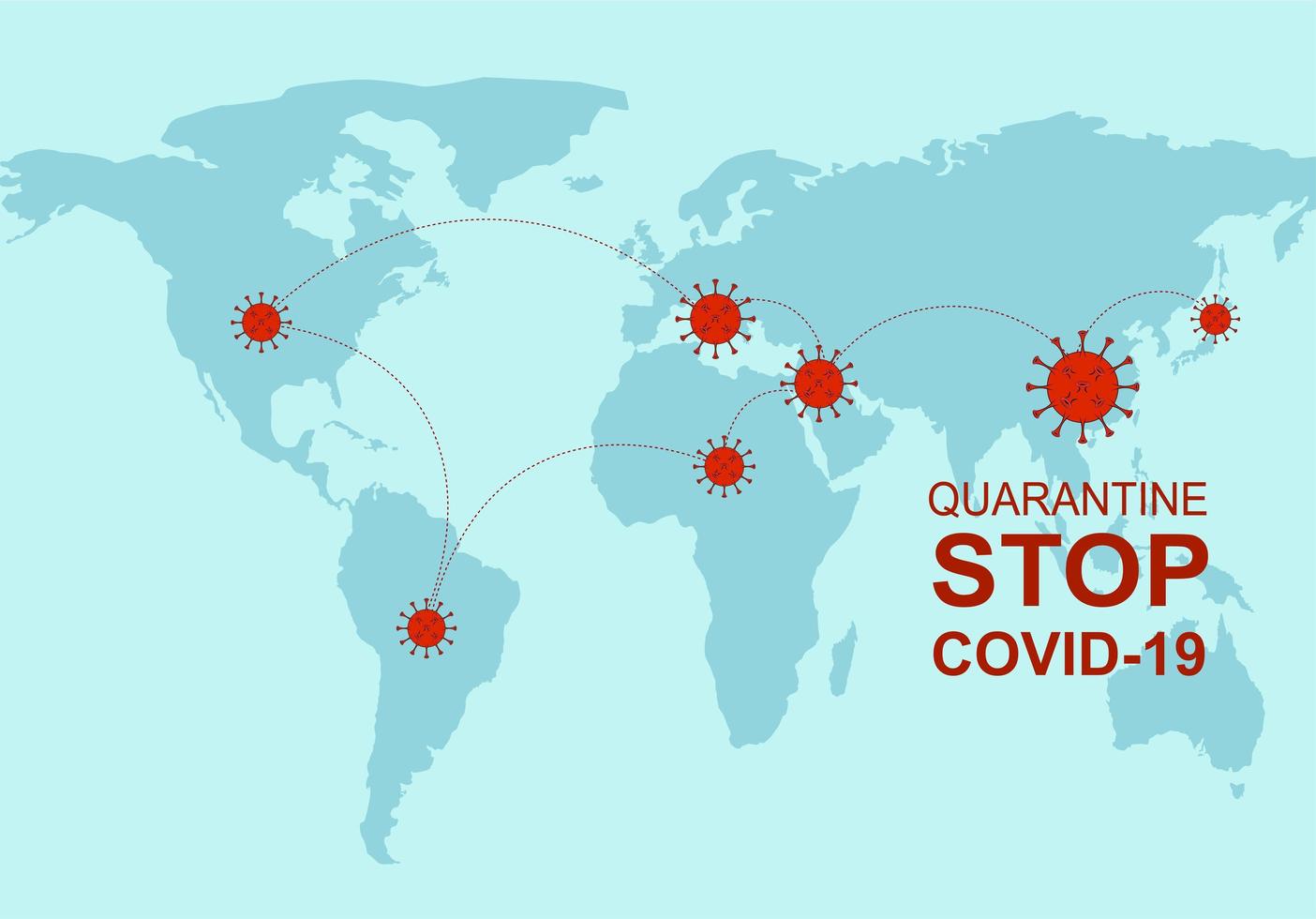 infografía con el virus covid-19 en el mapa mundial vector