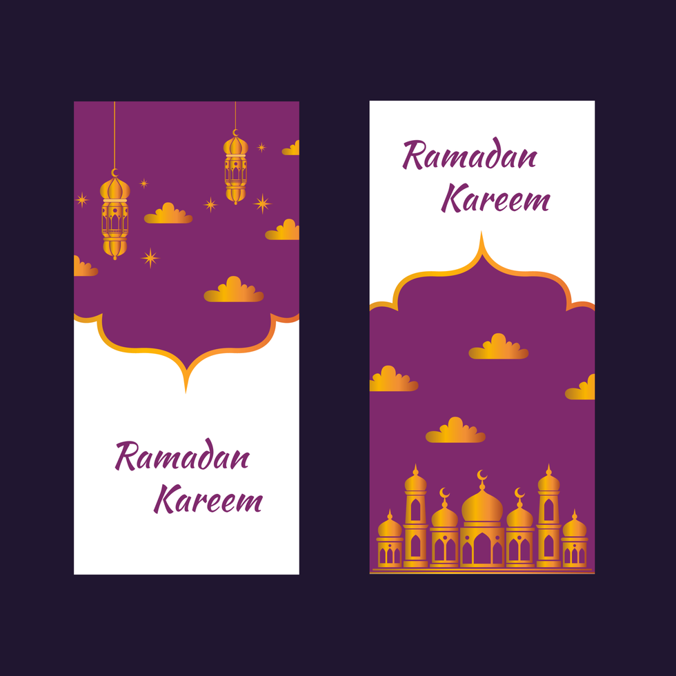 Set Ramadan Banners With Golden Mosque vector