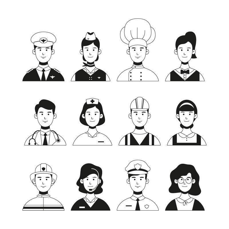 Hand Drawn Professional Avatar Collection vector