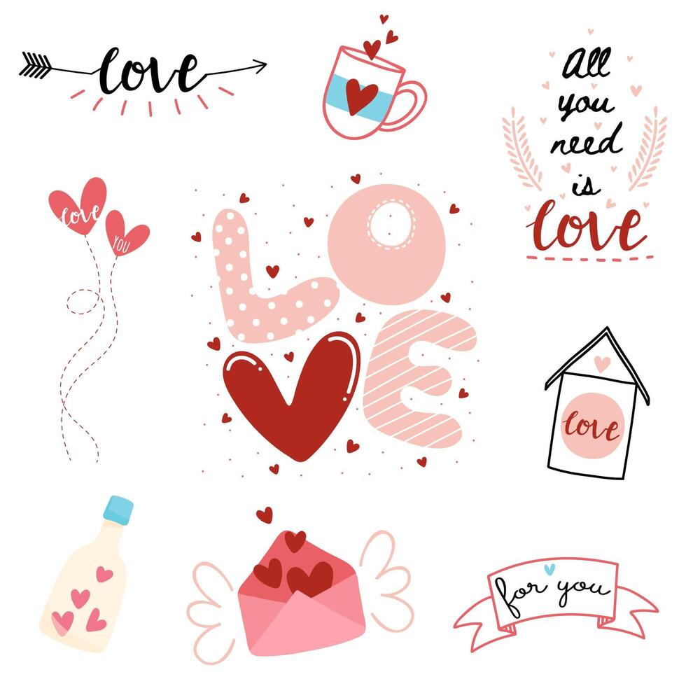 Valentine's Day Typography Set vector