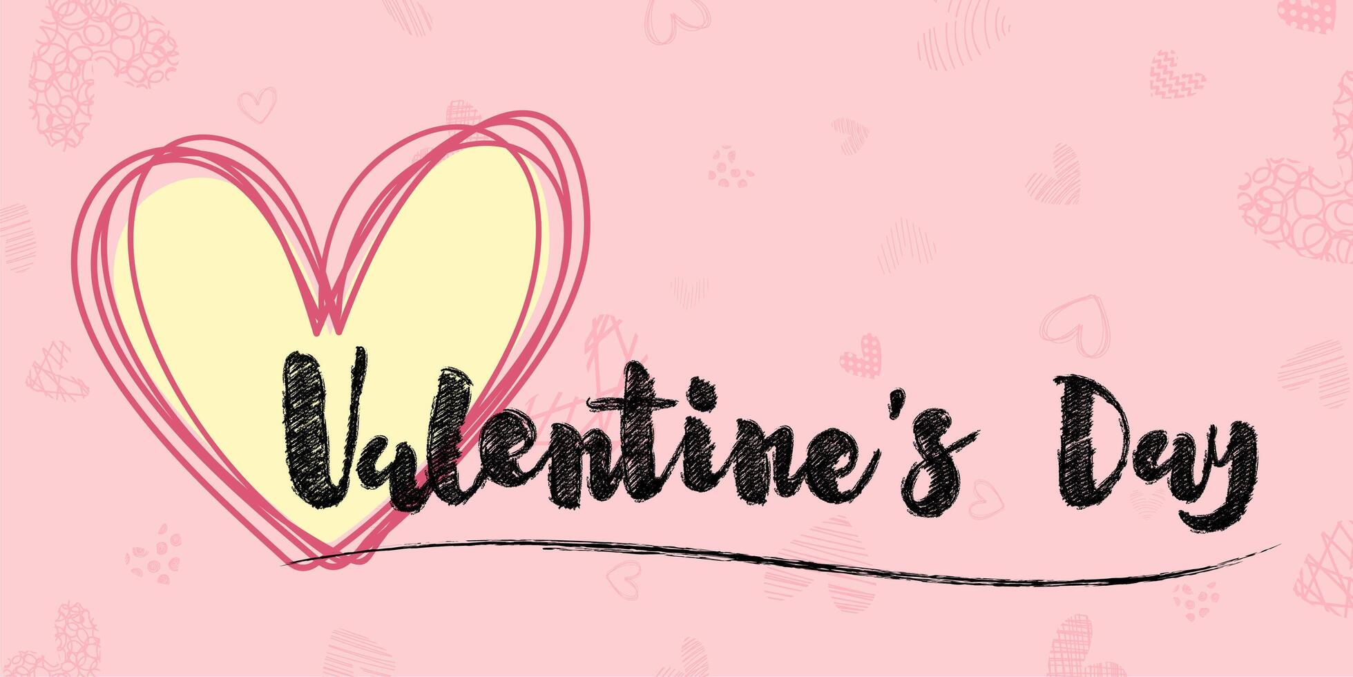 Valentine's Day Hand Lettered and Drawn Heart Banner vector