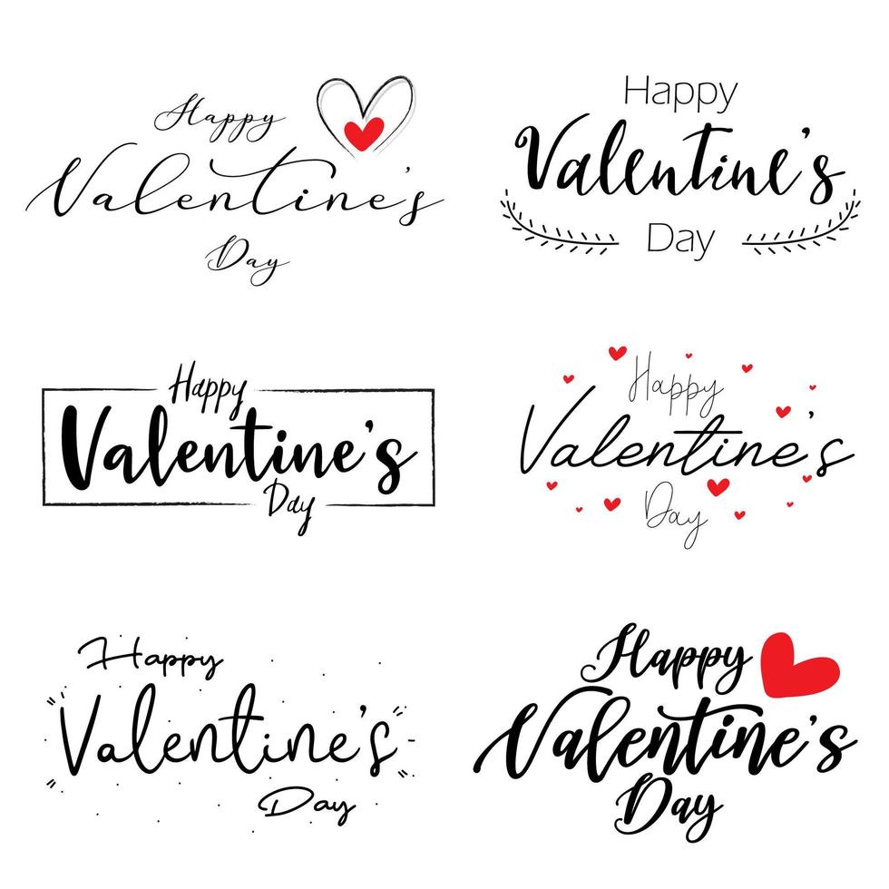 Happy Valentine's Day Hand Lettered Messages vector
