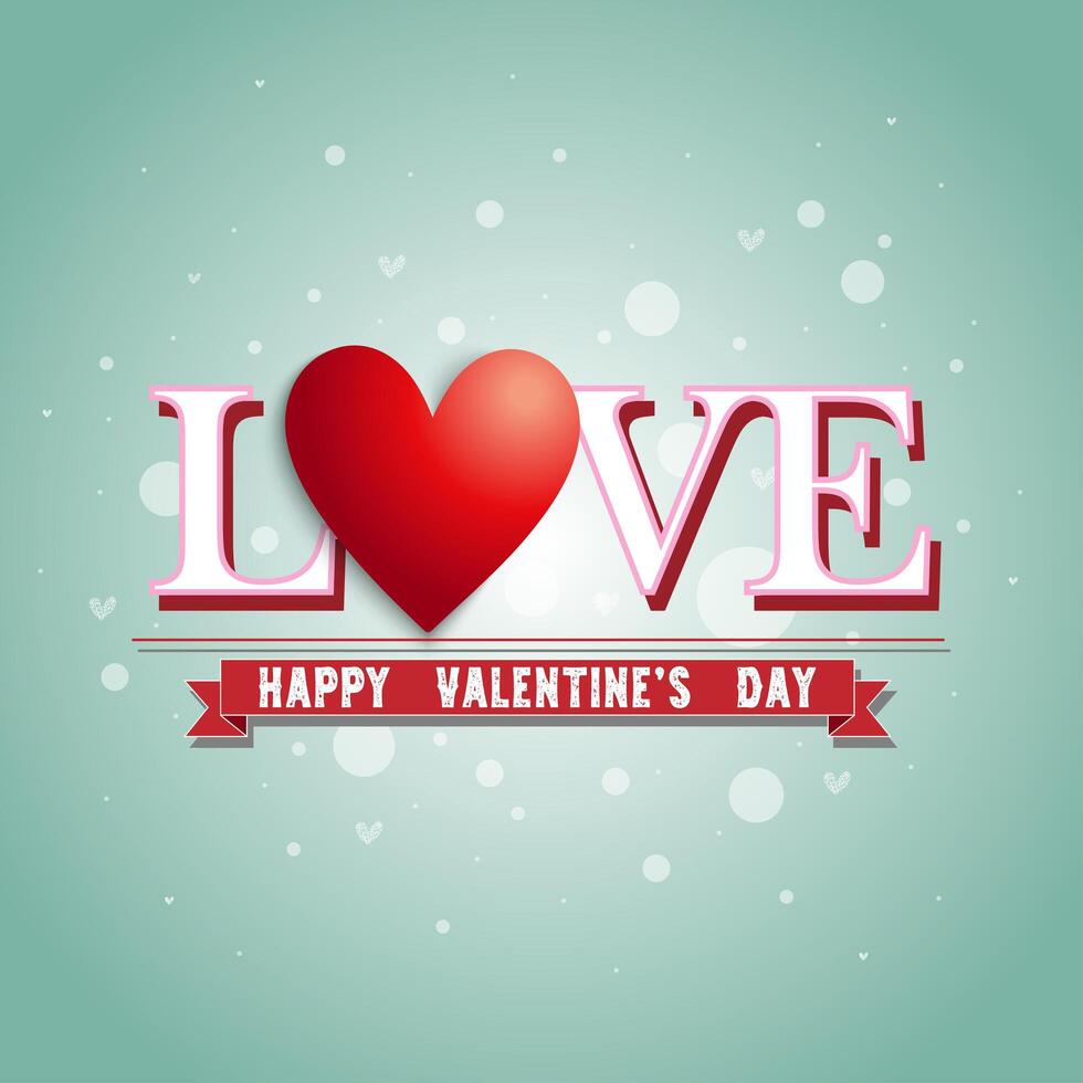 'Love'' Text Above ''Happy Valentine's Day'' Banner vector