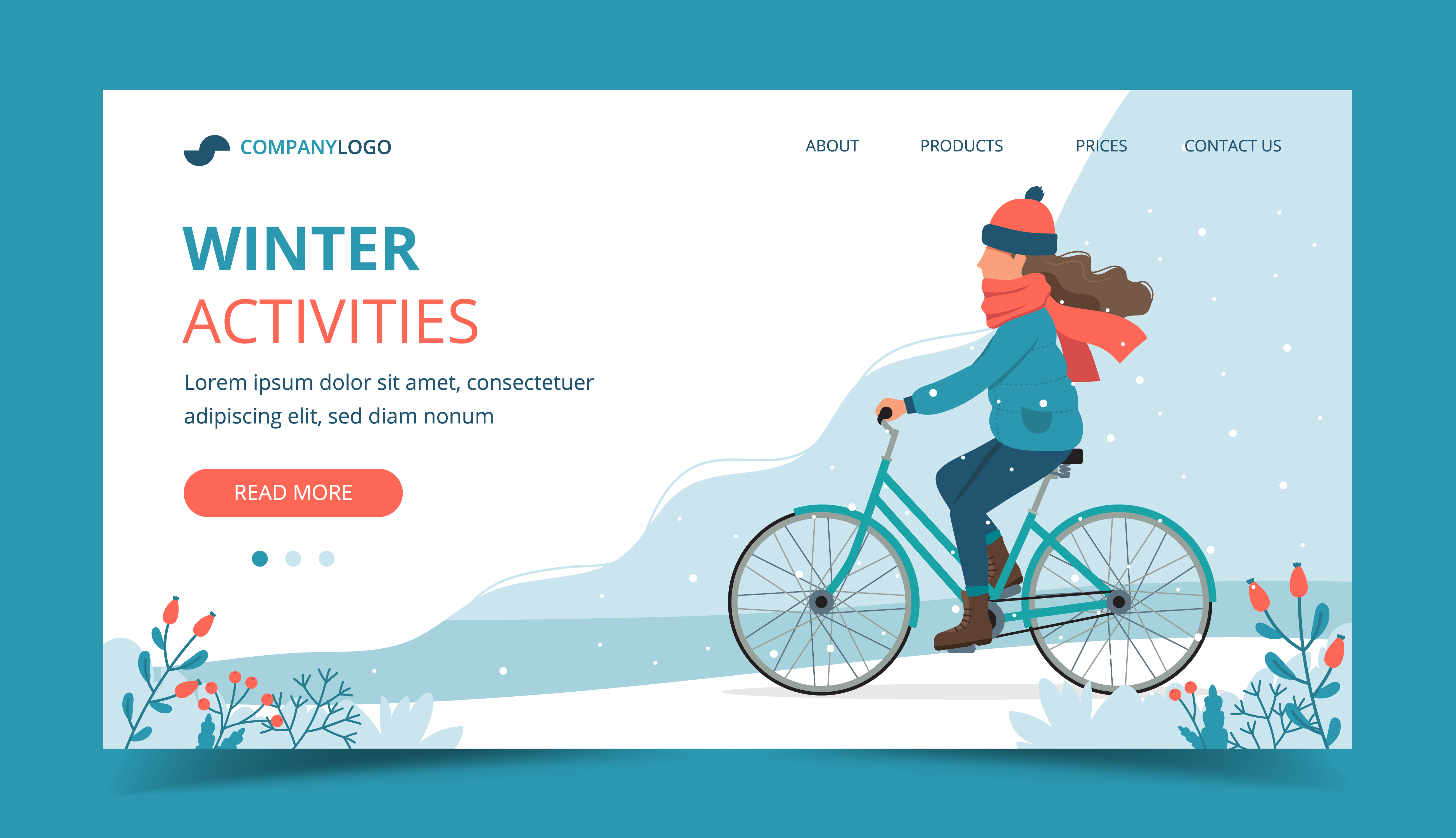 Download Girl riding bike in the park in winter landing page ...