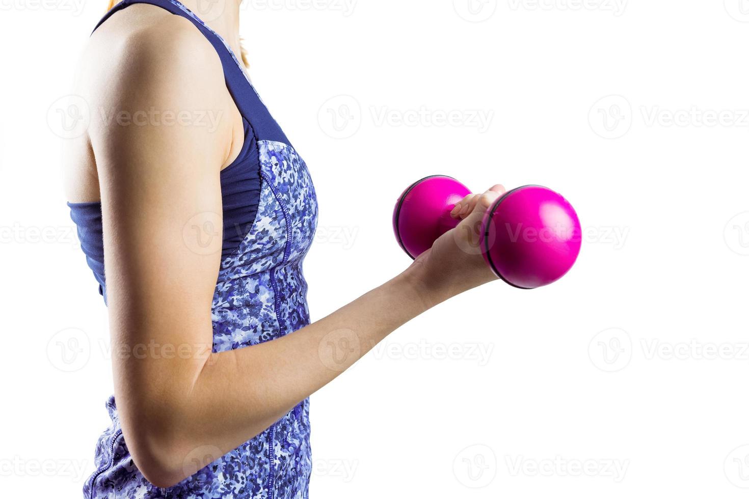ajuste mujer levantando pesas rosa foto