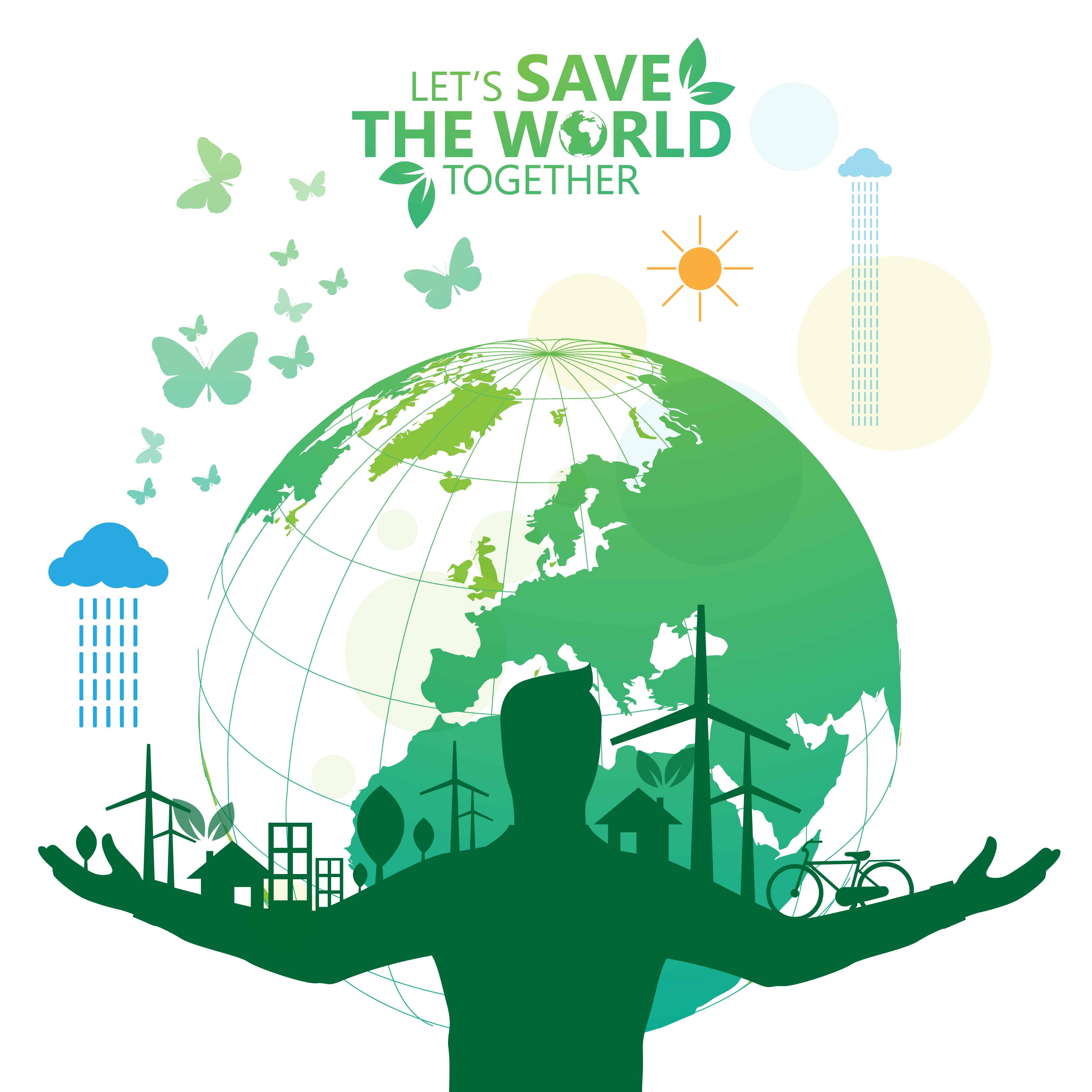 Save The World Green Environmental Poster Download Free Vectors