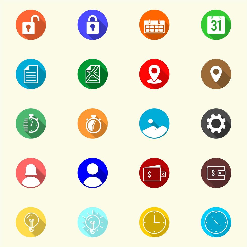 Colorful Icons In Flat Style Set vector