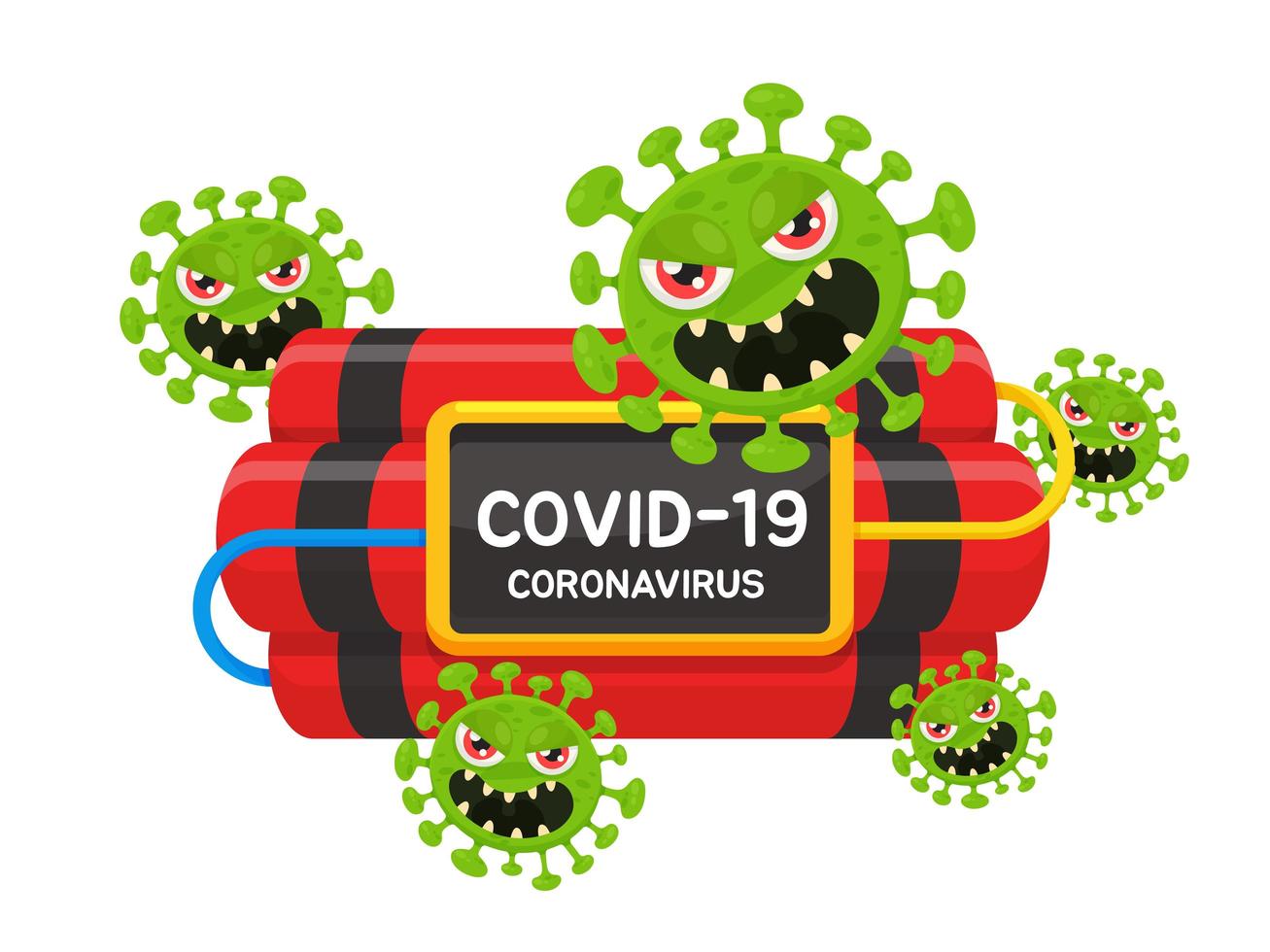 coronavirus covid-19 con diseño de dinamita vector