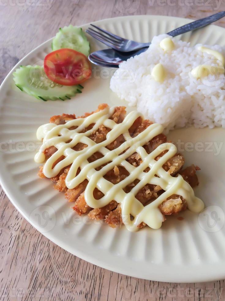 Fried pork (Tonkatsu) with rice photo