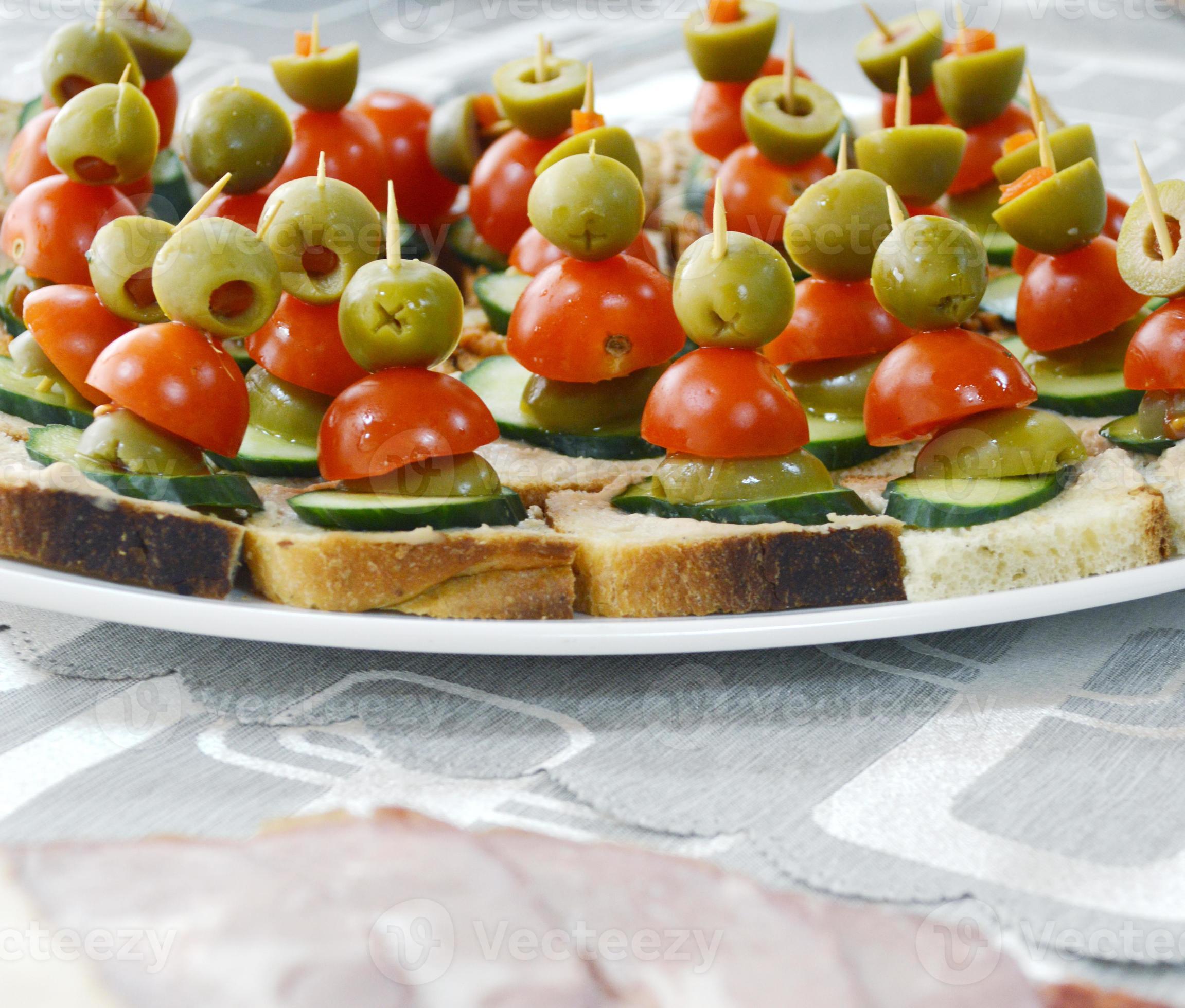 Well decorated food, canapes, cold,cuts, buffet 853063 Stock Photo at