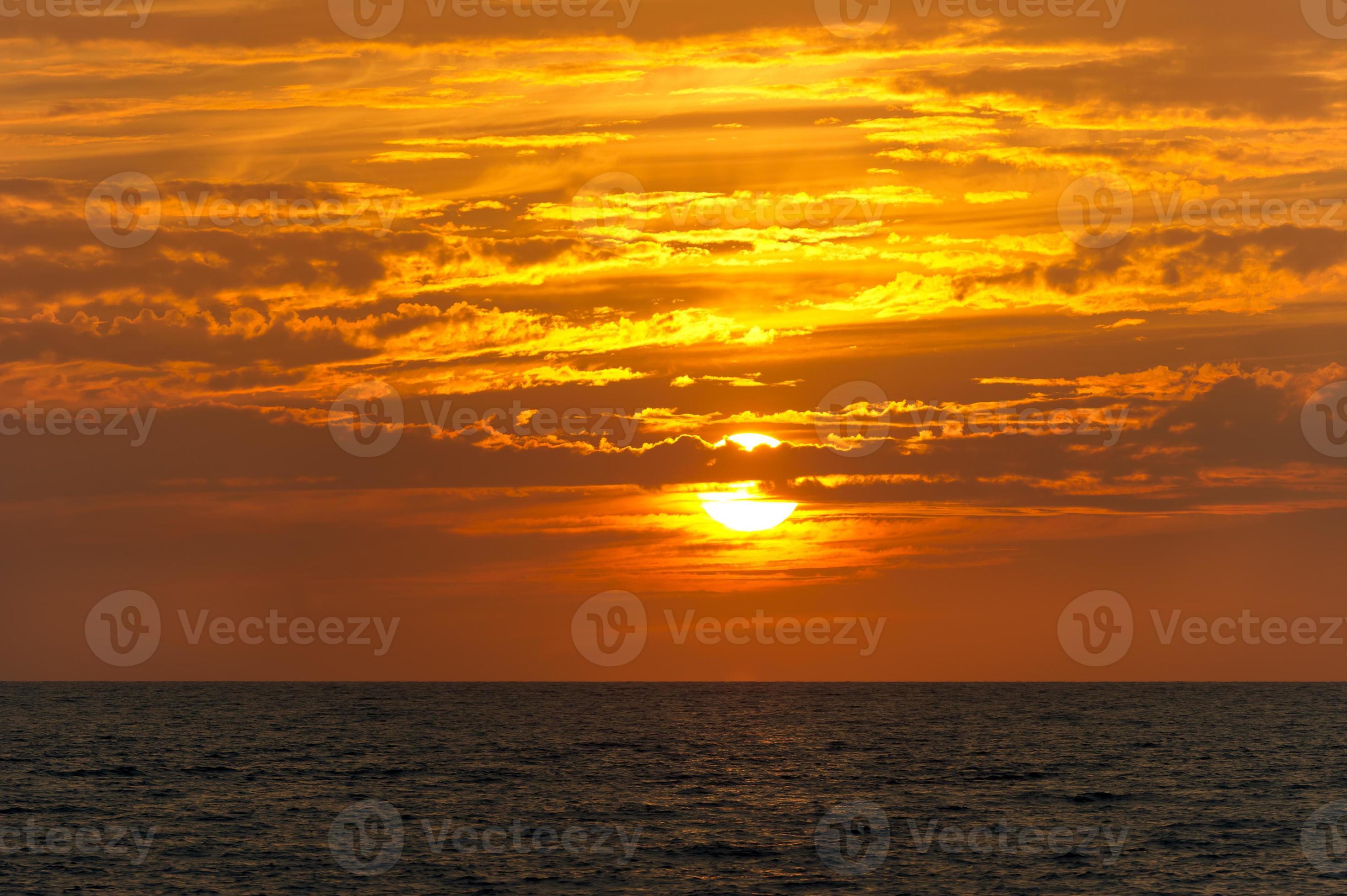 Sunset Clouds Ocean Stock Photo