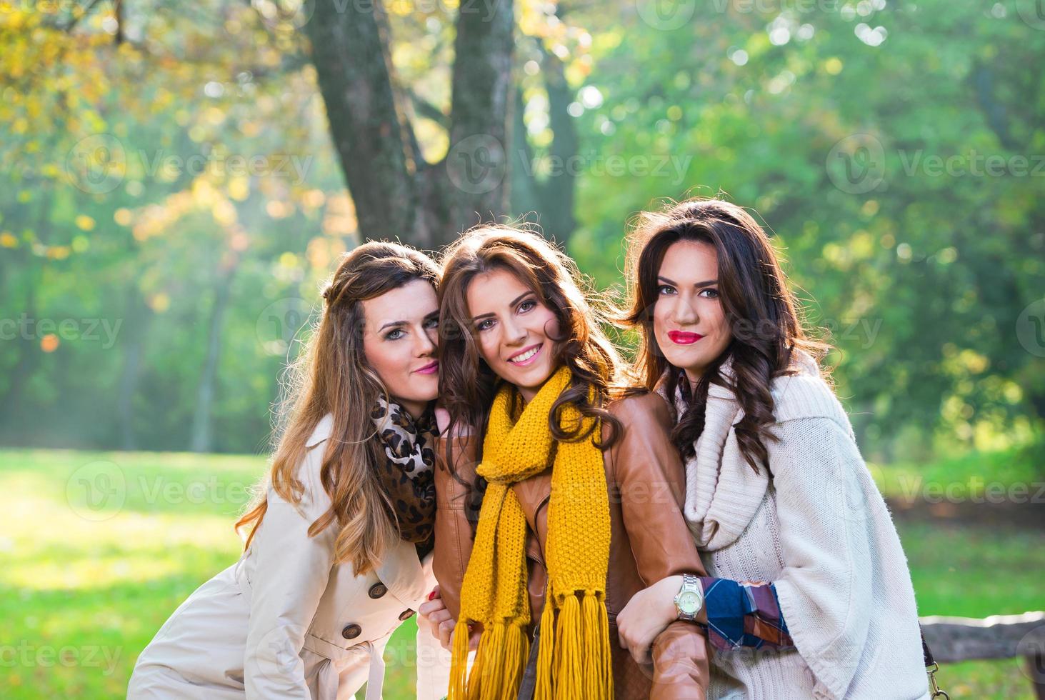 Three beautiful young women in the park 856234 Stock Photo at Vecteezy