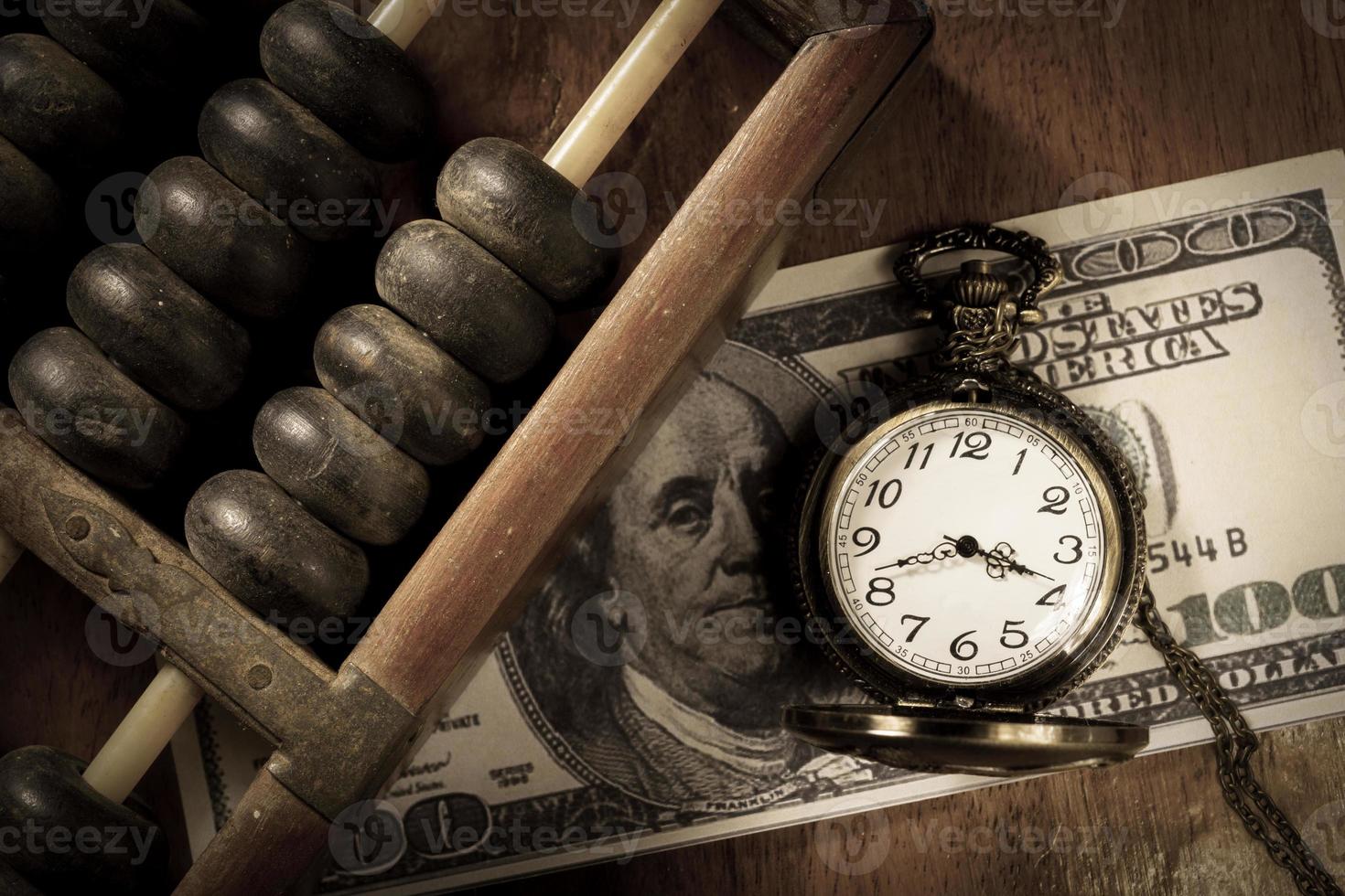 Time is money,vintage style color. photo