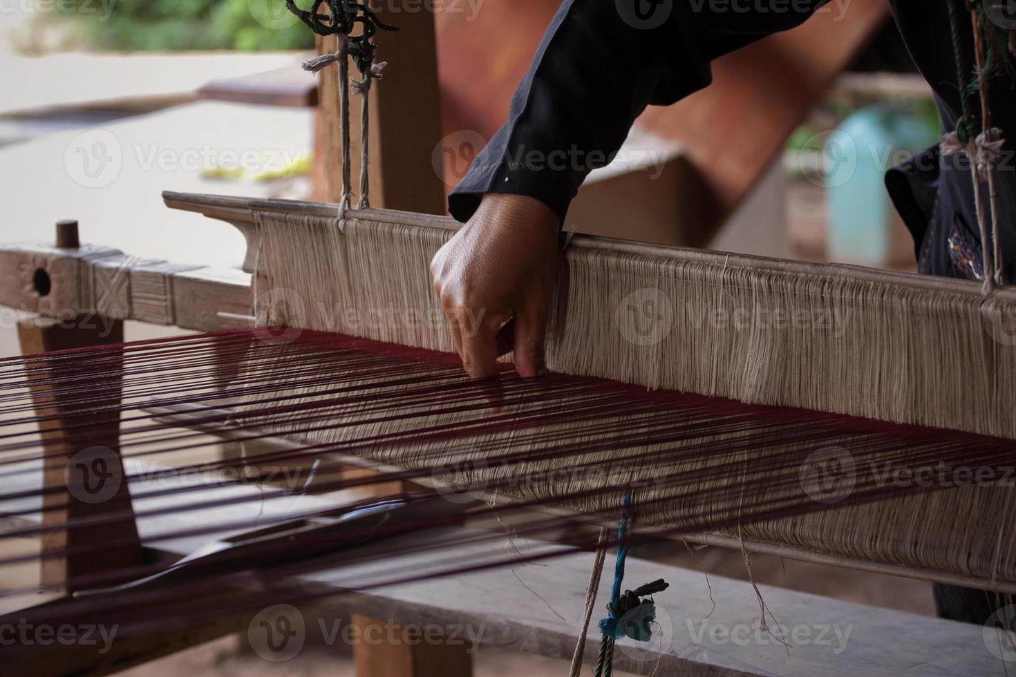 Process of weaving Thai Silk photo