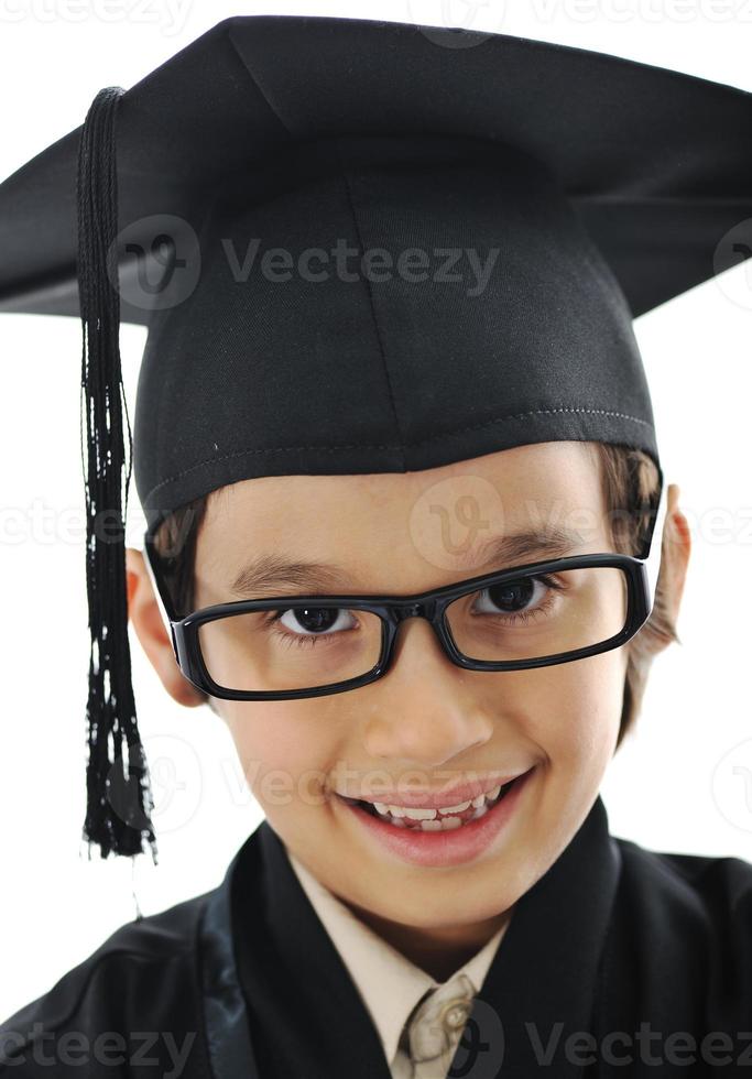 Diploma graduating little student kid, successful elementary school photo