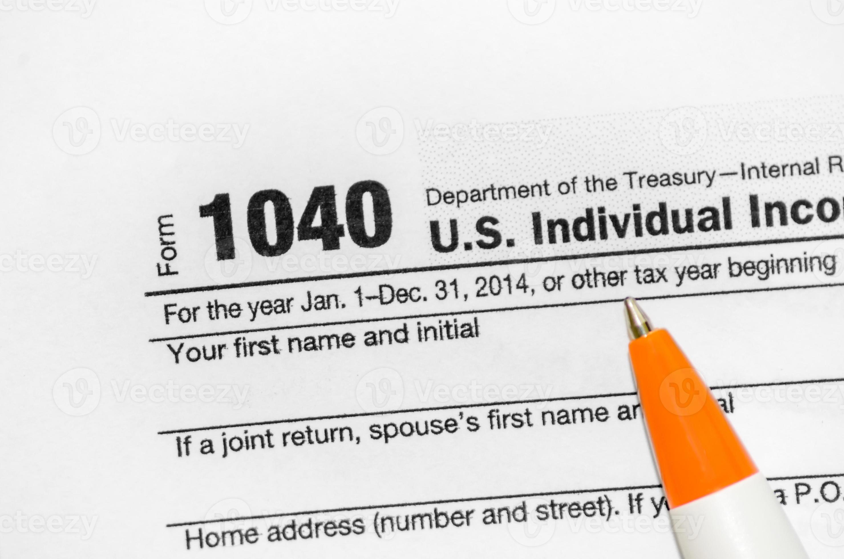 Formulario de declaración de impuestos sobre la renta individual de 1040 us foto