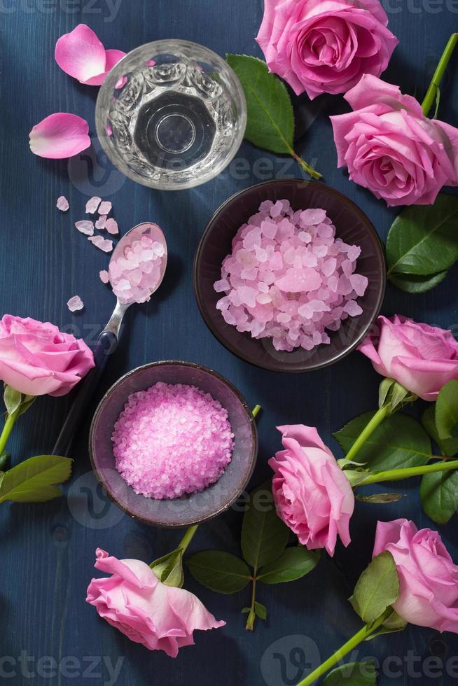 rose flower herbal salt for spa and aromatherapy photo