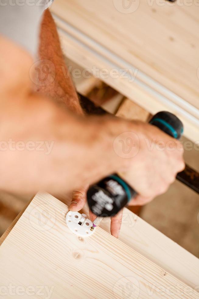 focus on detail of a carpenter's work photo