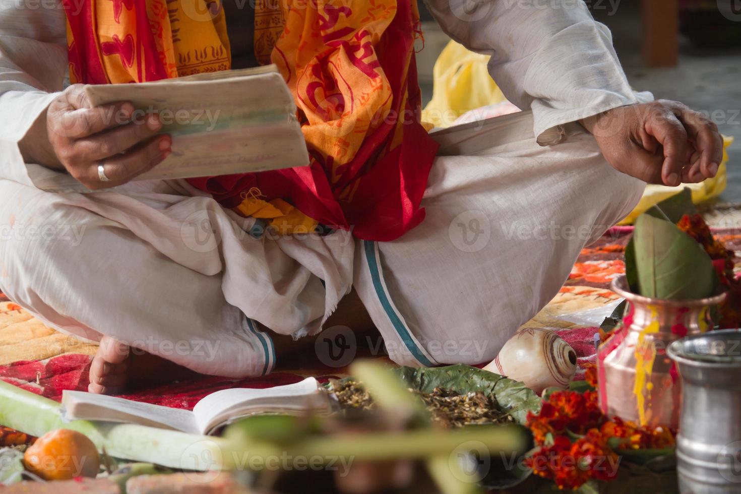 Brahman puja during hindu festival in Nepal photo