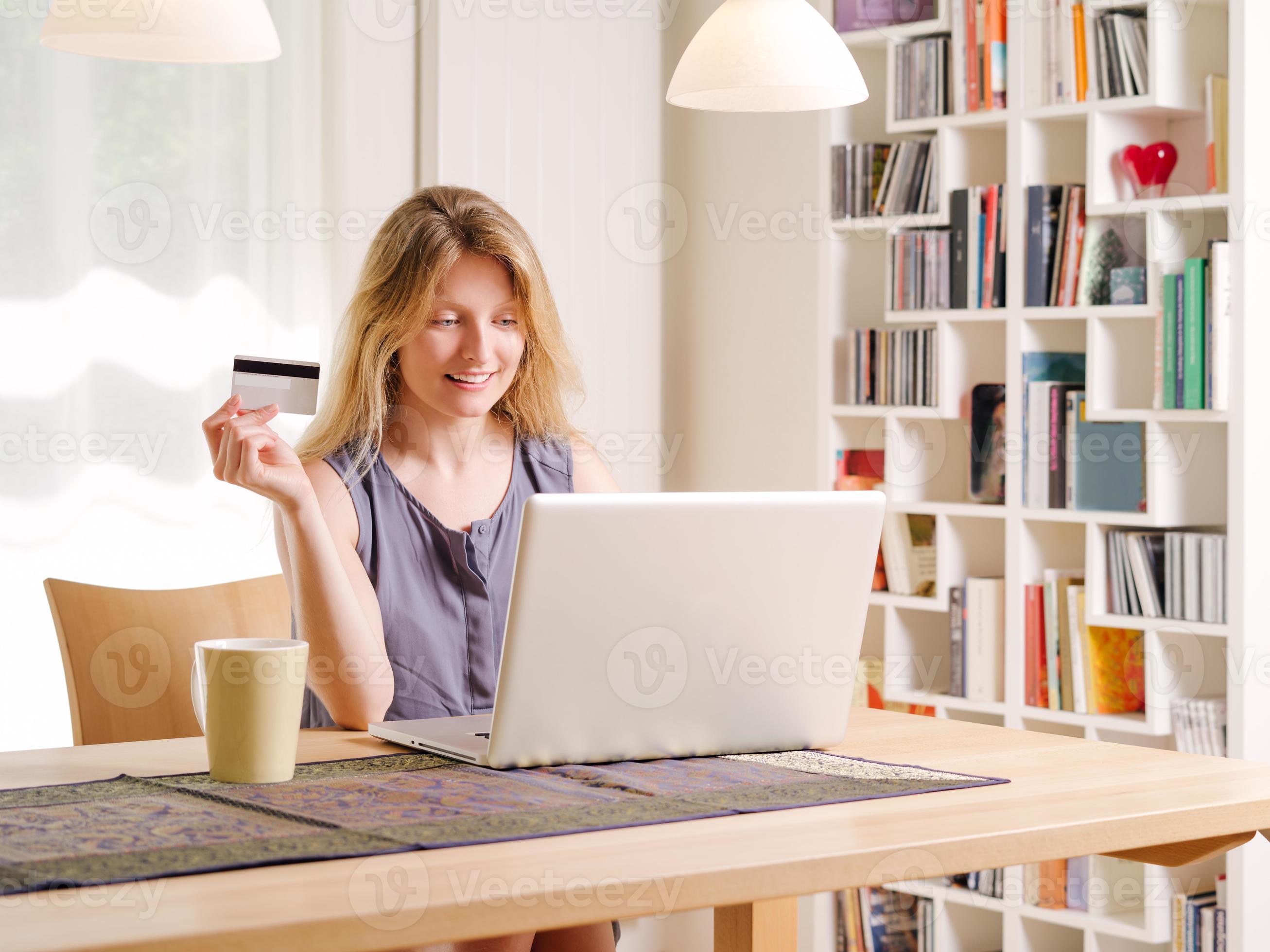 Shopping online with a credit card photo