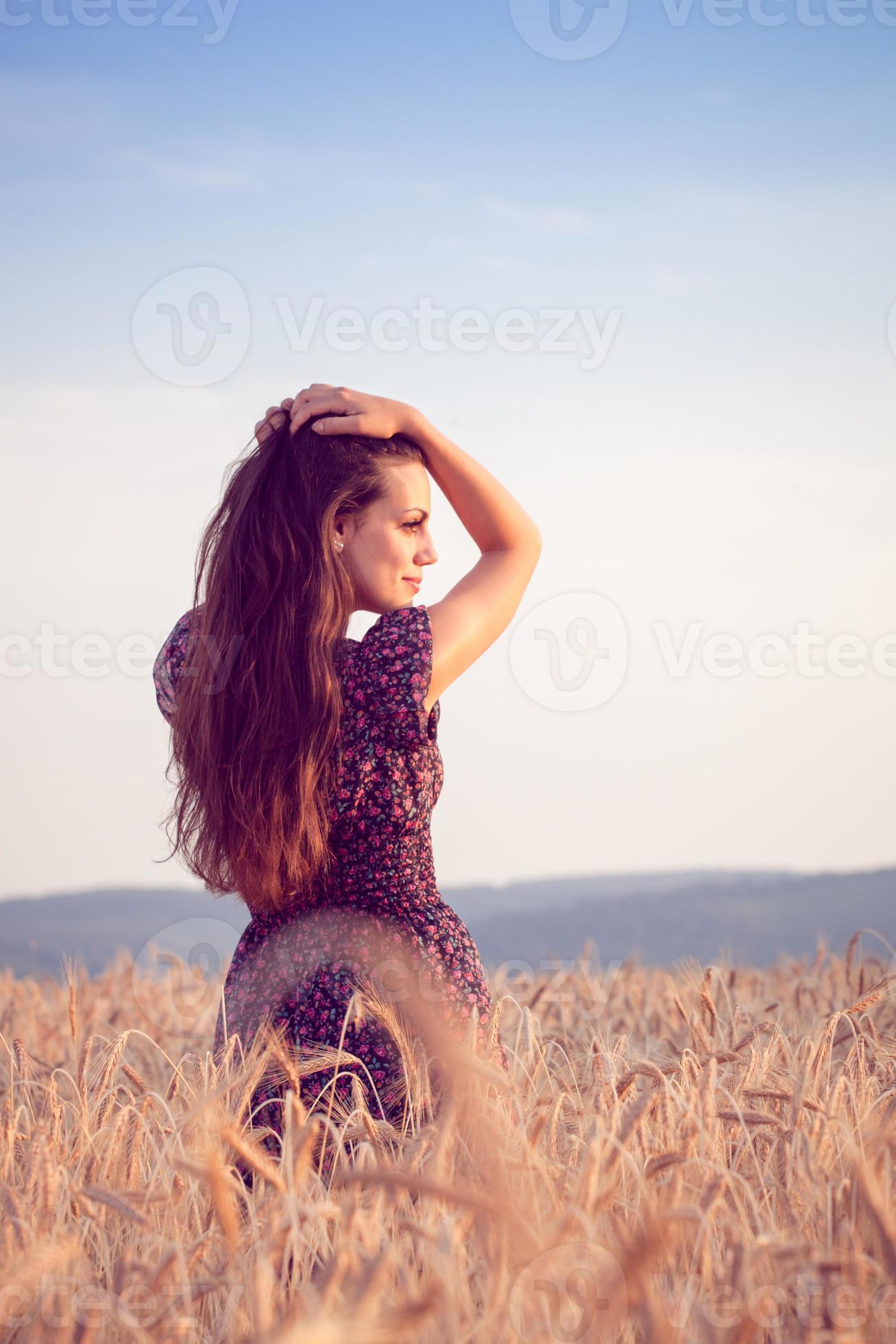 girl in field sunset