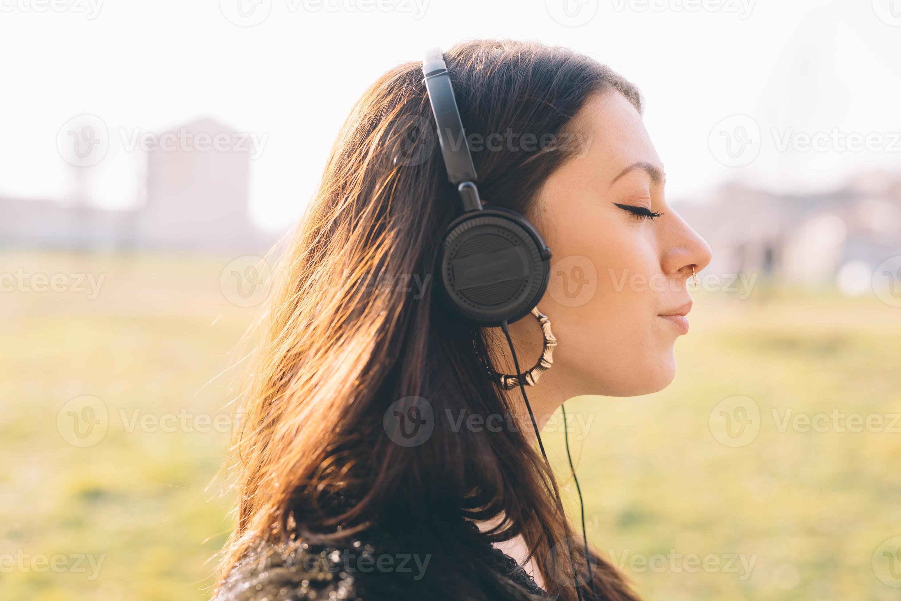 Beautiful Girl Wearing Headphones