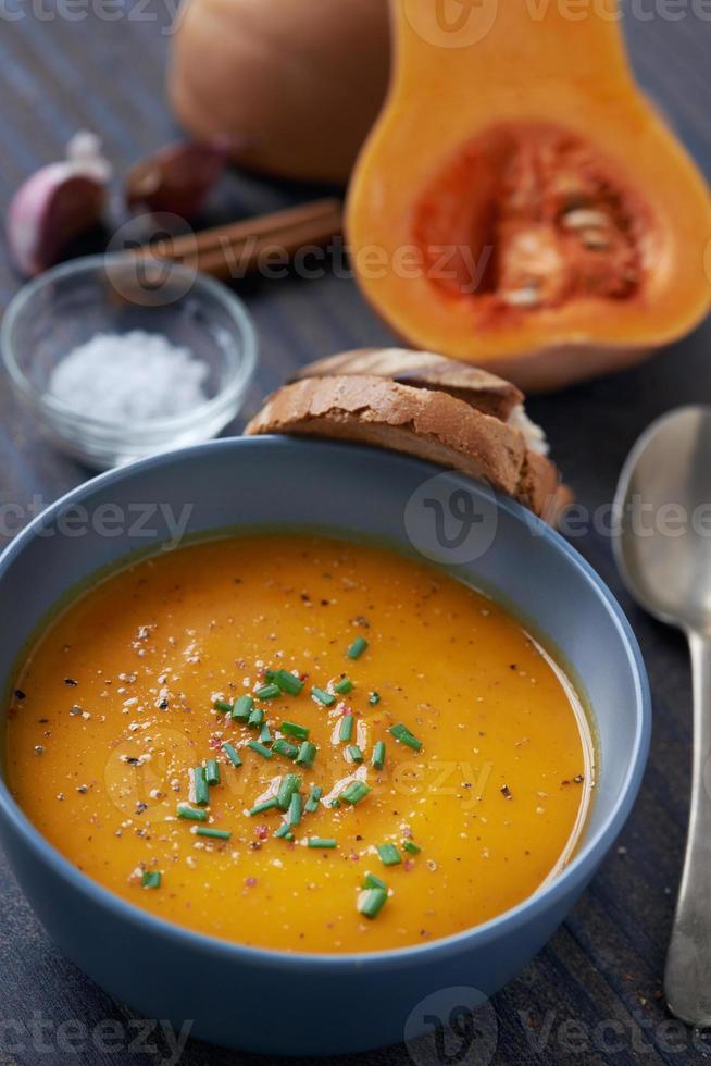 Delicious butternut squash soup photo