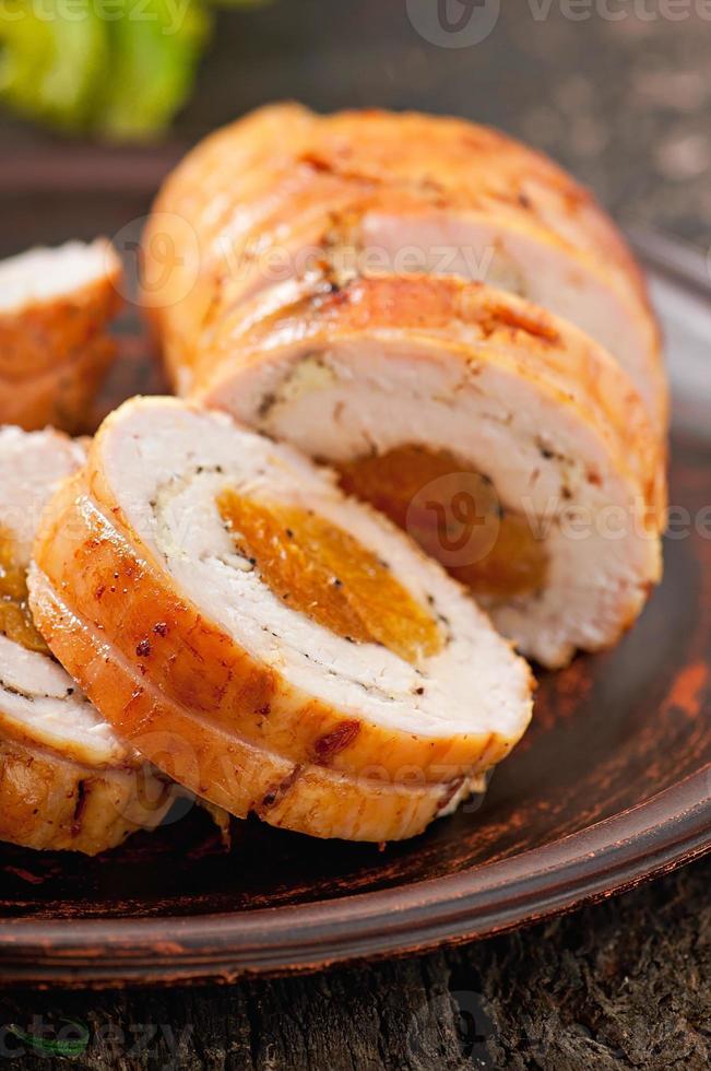 chicken roll with prunes and dried apricots photo