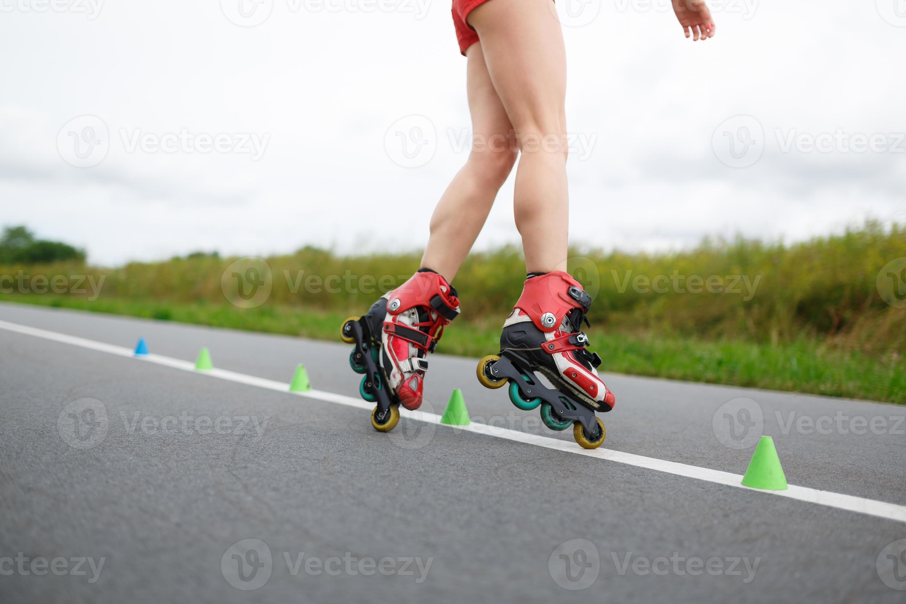 Legs of girl having roller skate exercise 884309 Stock Photo at Vecteezy